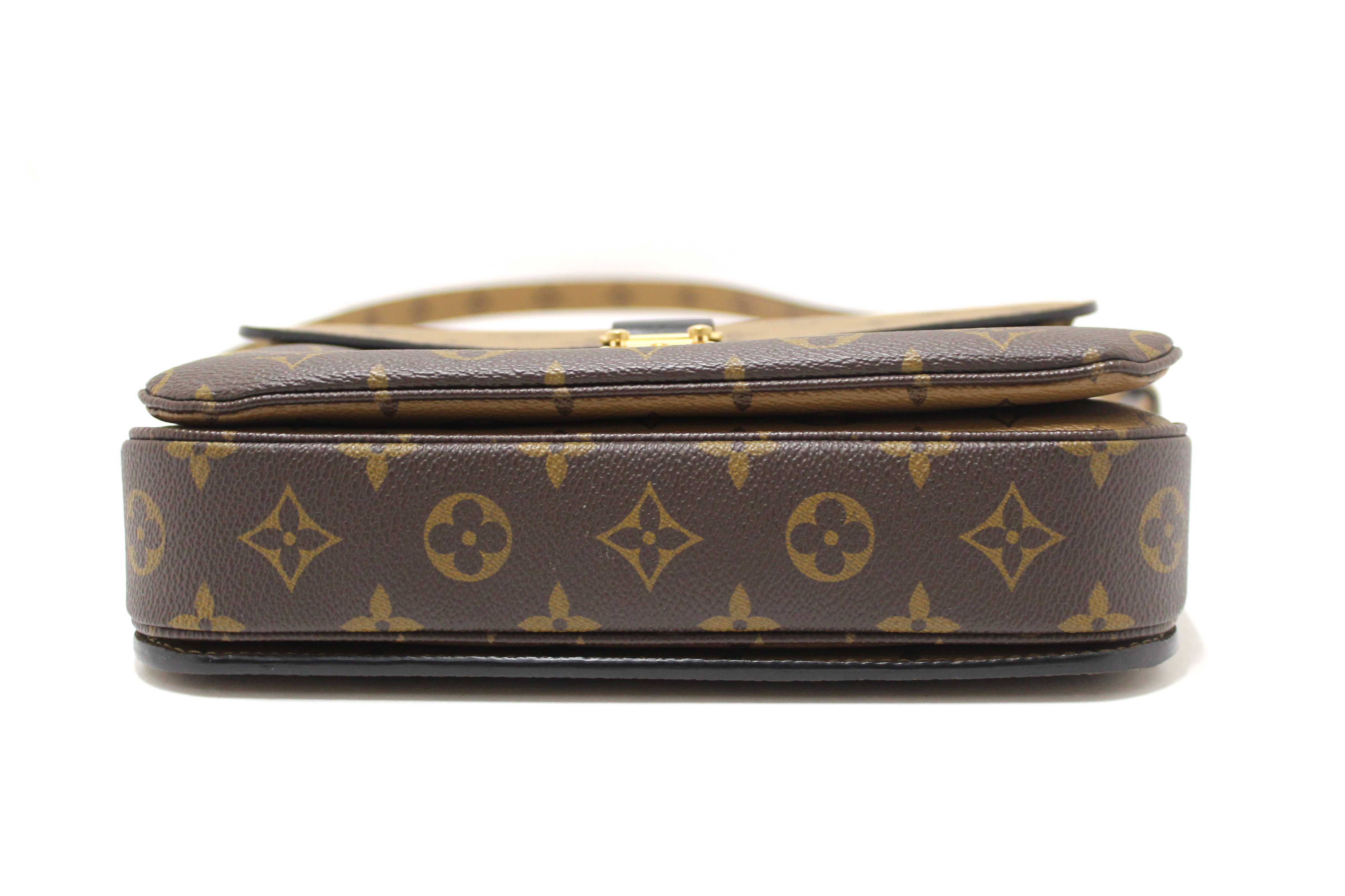 Authentic Louis Vuitton Classic Monogram Reverse Canvas Pochette Metis Bag