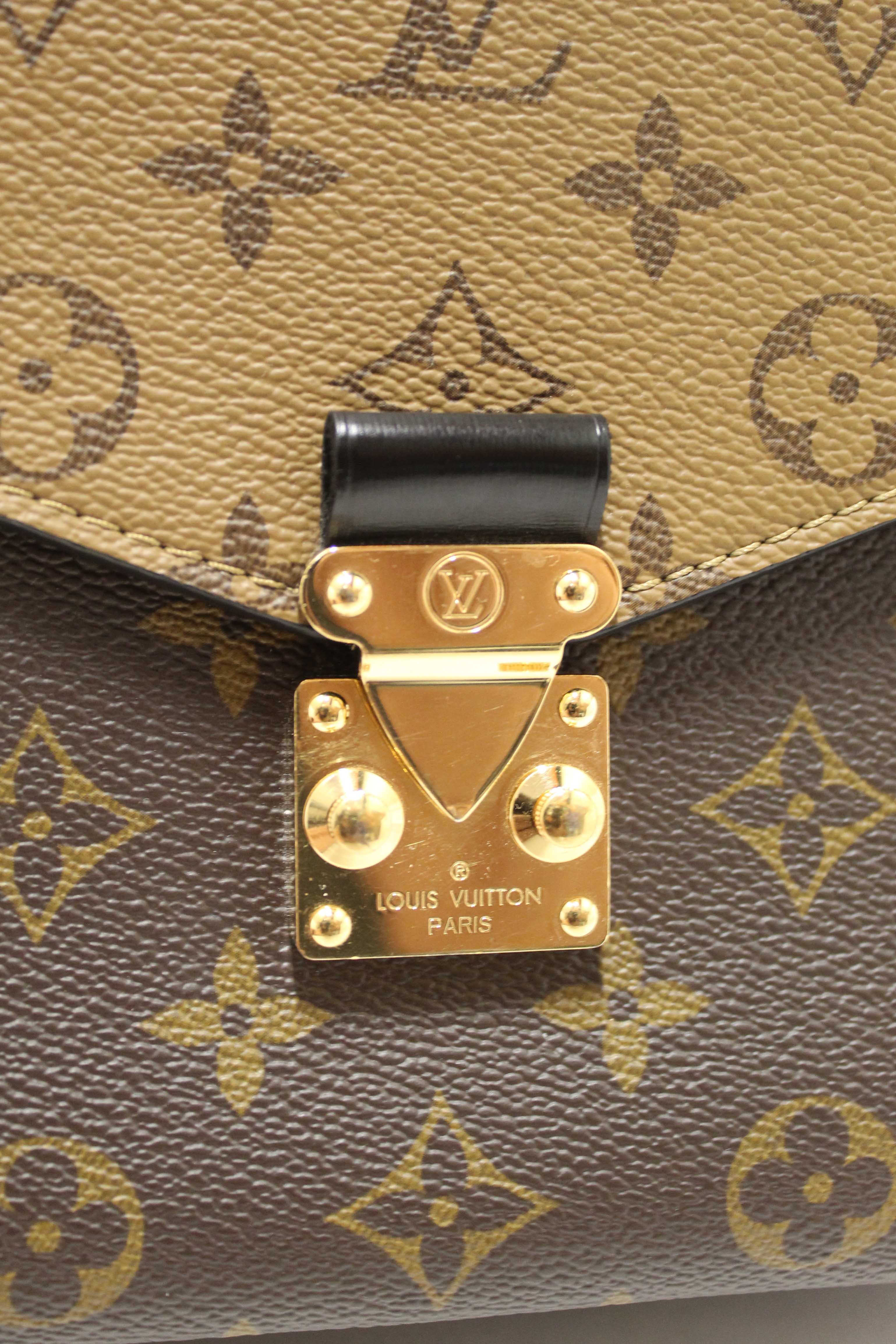 Authentic Louis Vuitton Classic Monogram Reverse Canvas Pochette Metis Bag