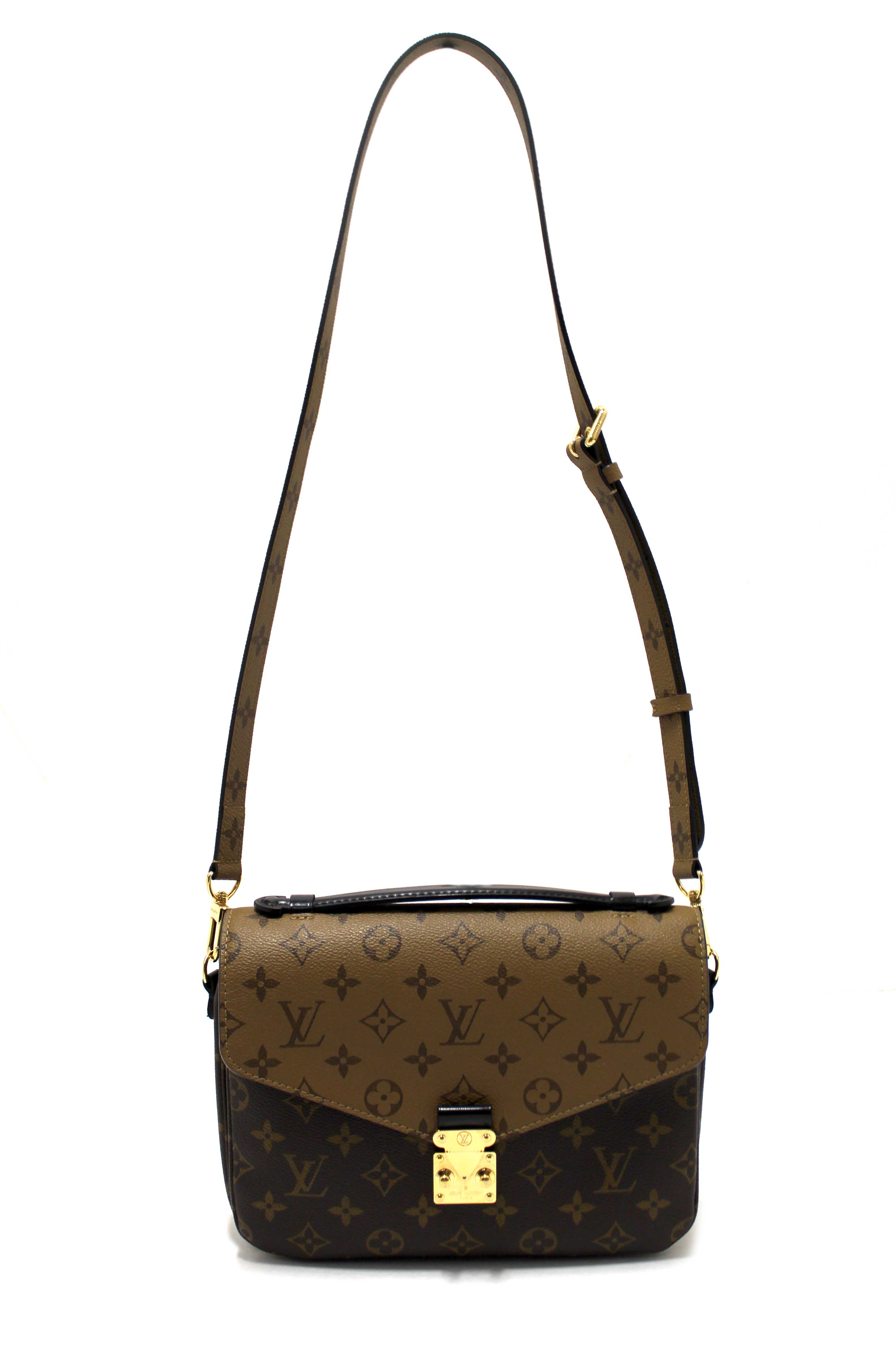 Authentic Louis Vuitton Classic Monogram Reverse Canvas Pochette Metis Bag