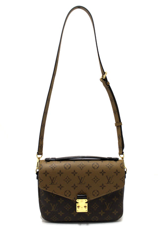 Authentic Louis Vuitton Classic Monogram Reverse Canvas Pochette Metis Bag