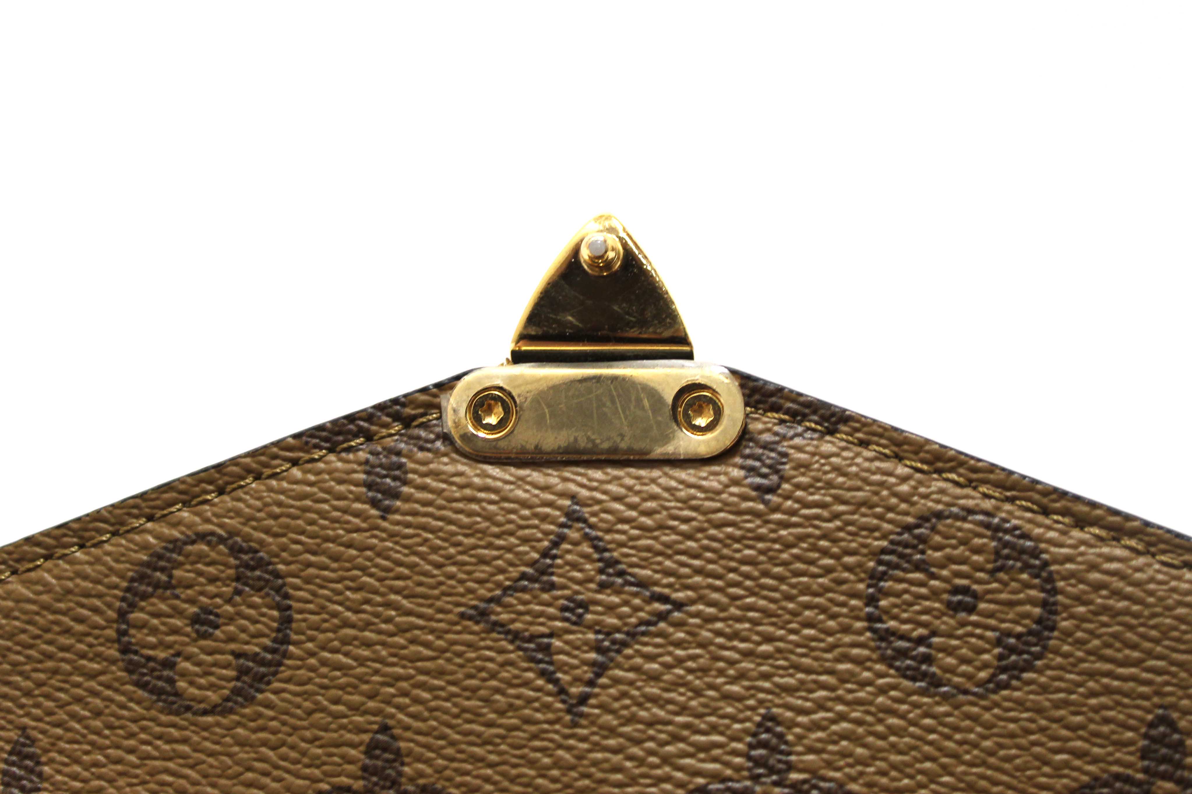 Authentic Louis Vuitton Classic Monogram Reverse Canvas Pochette Metis Bag