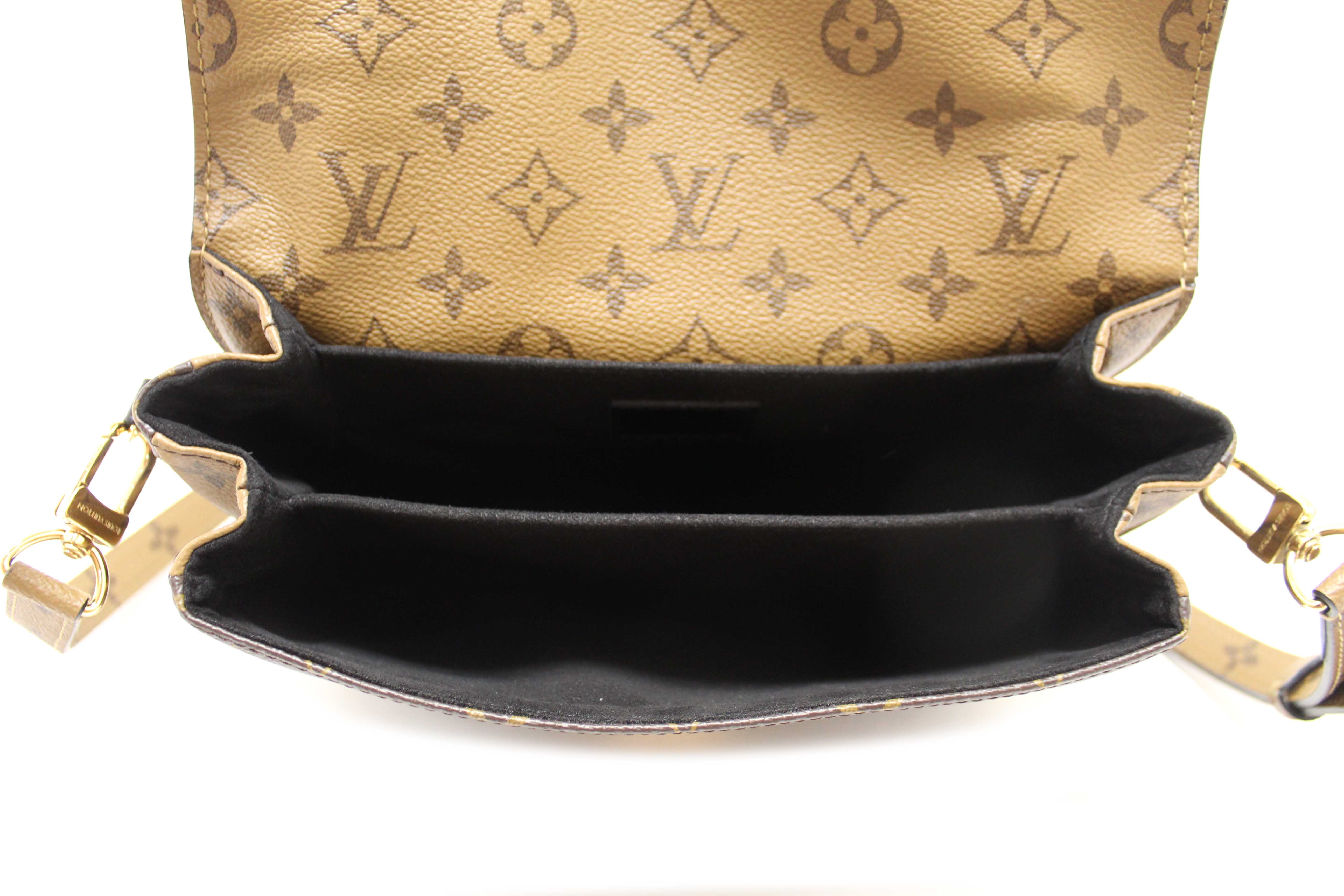 Authentic Louis Vuitton Classic Monogram Reverse Canvas Pochette Metis Bag