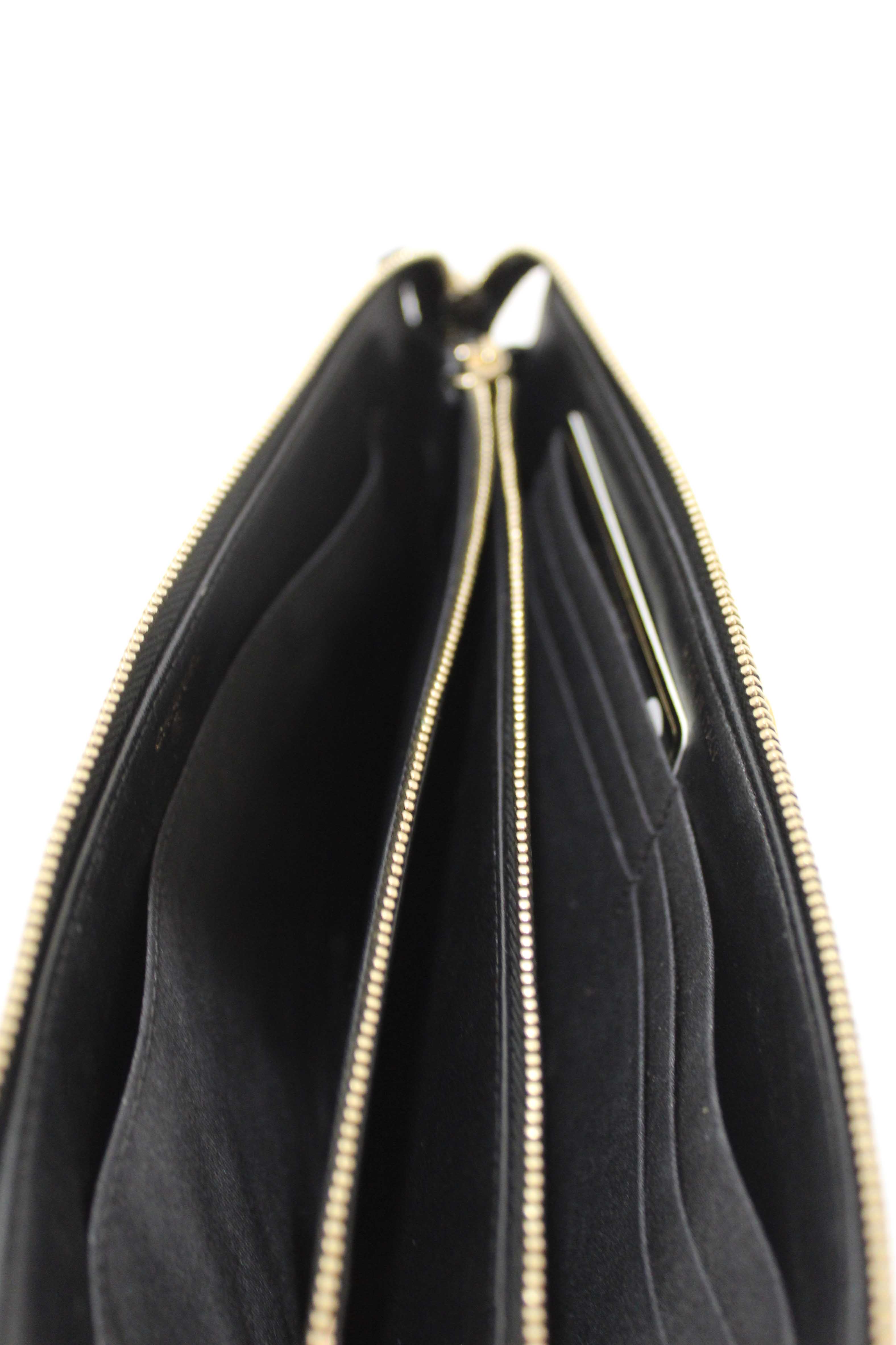 Authentic Chanel Black Lambskin Quilted Small Boy Zipped Pouch