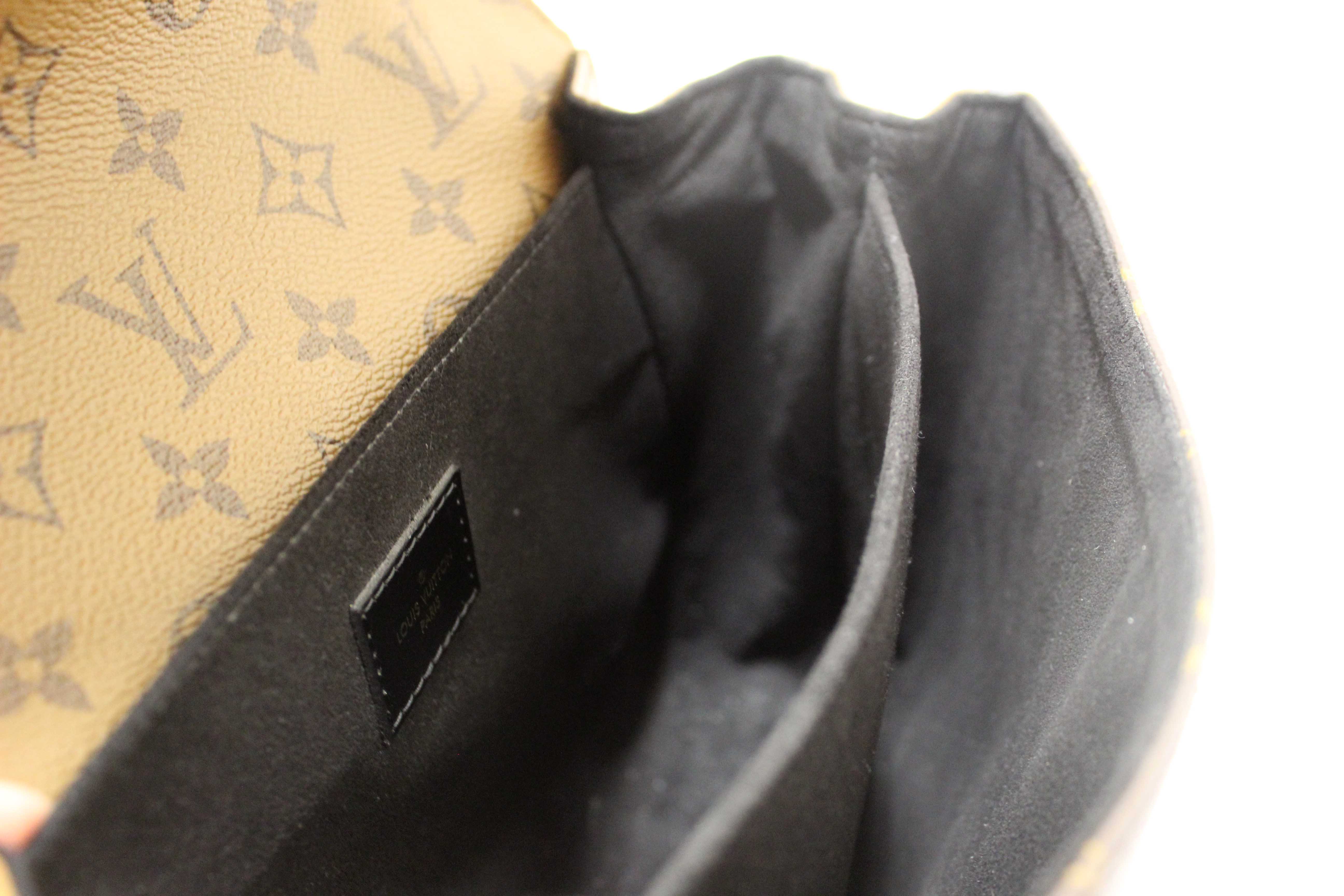 Authentic Louis Vuitton Classic Monogram Reverse Canvas Pochette Metis Bag