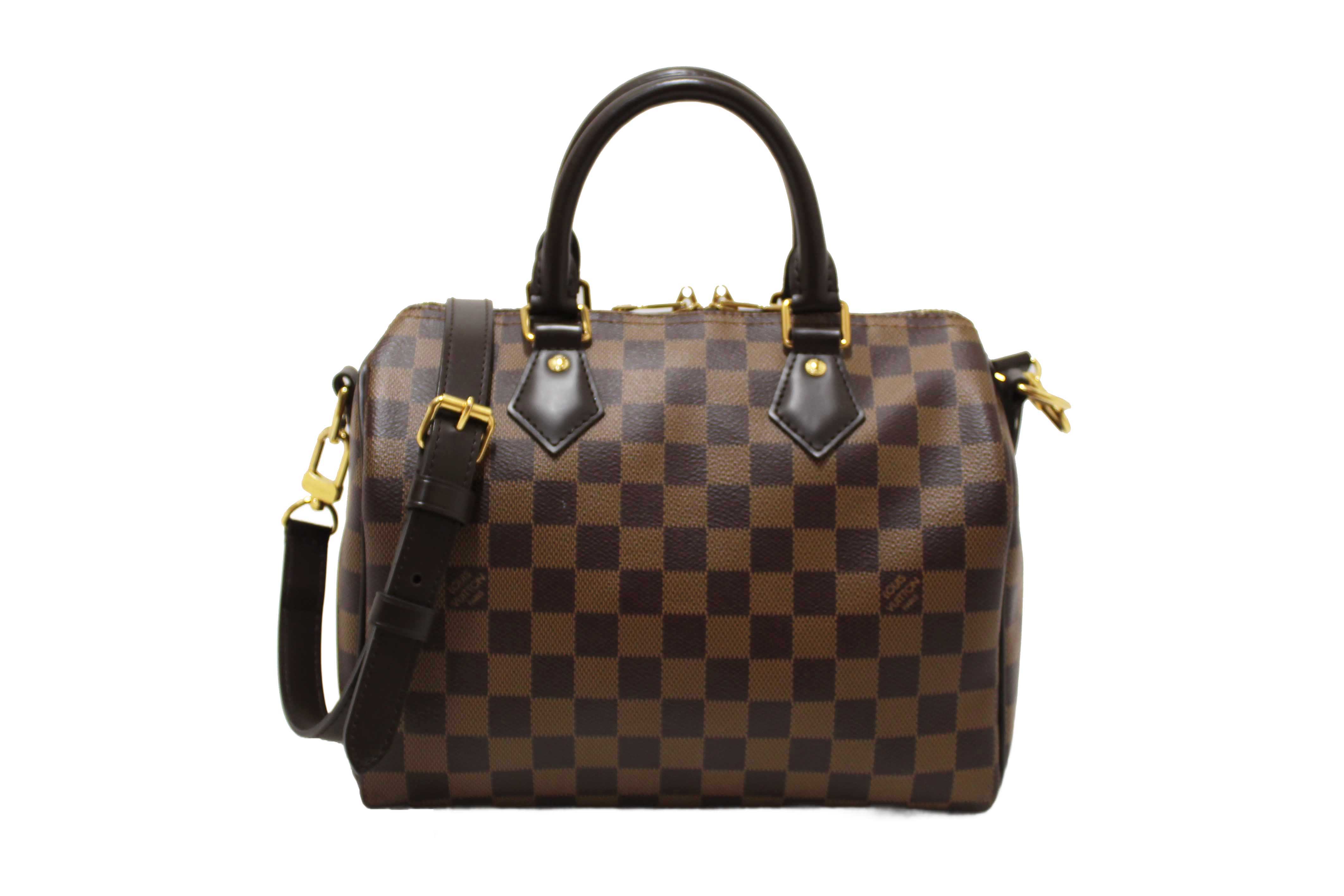 Authentic Louis Vuitton Damier Ebene Speedy 25 Bandouliere Bag