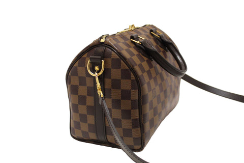 Authentic Louis Vuitton Damier Ebene Speedy 25 Bandouliere Bag