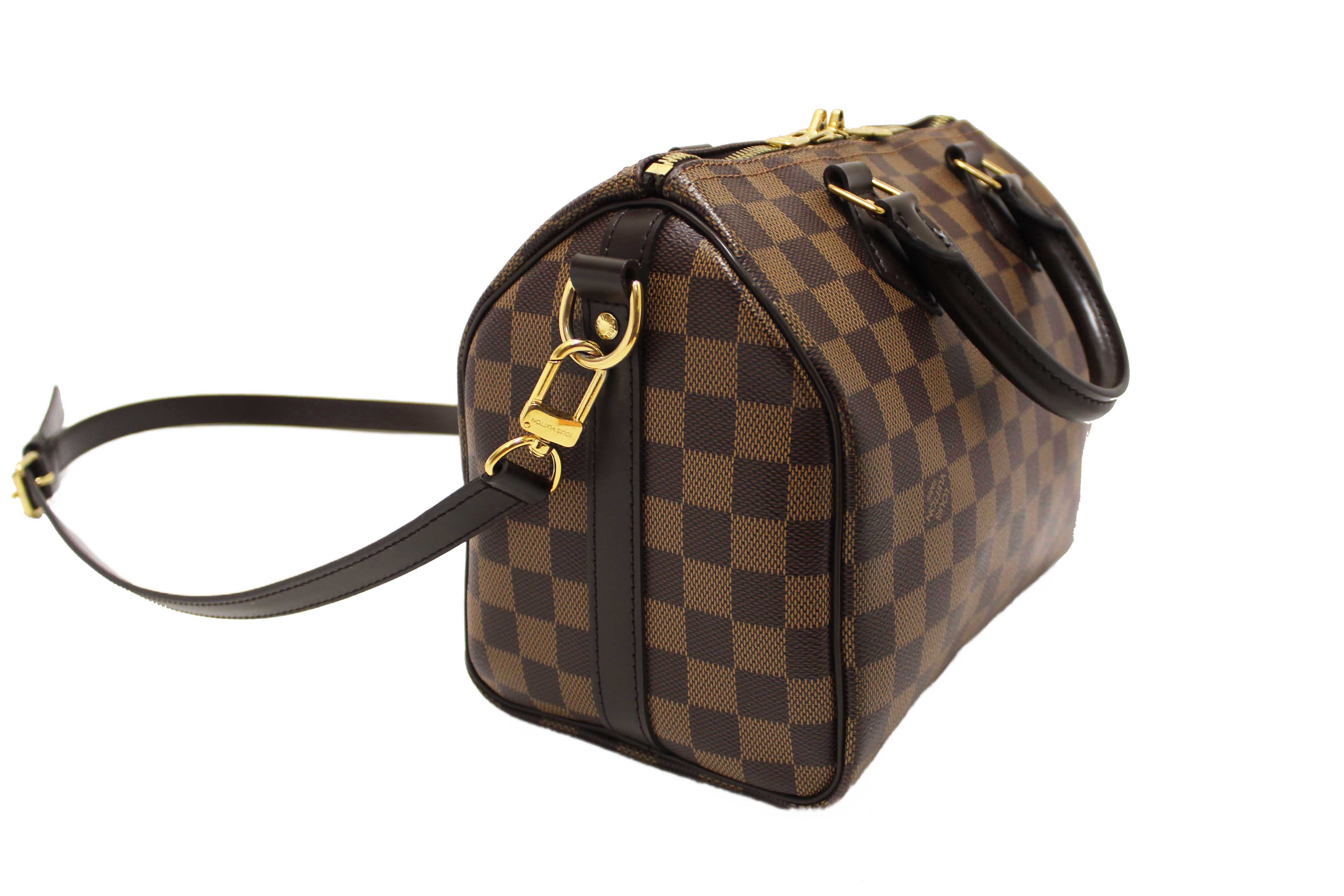 Authentic Louis Vuitton Damier Ebene Speedy 25 Bandouliere Bag