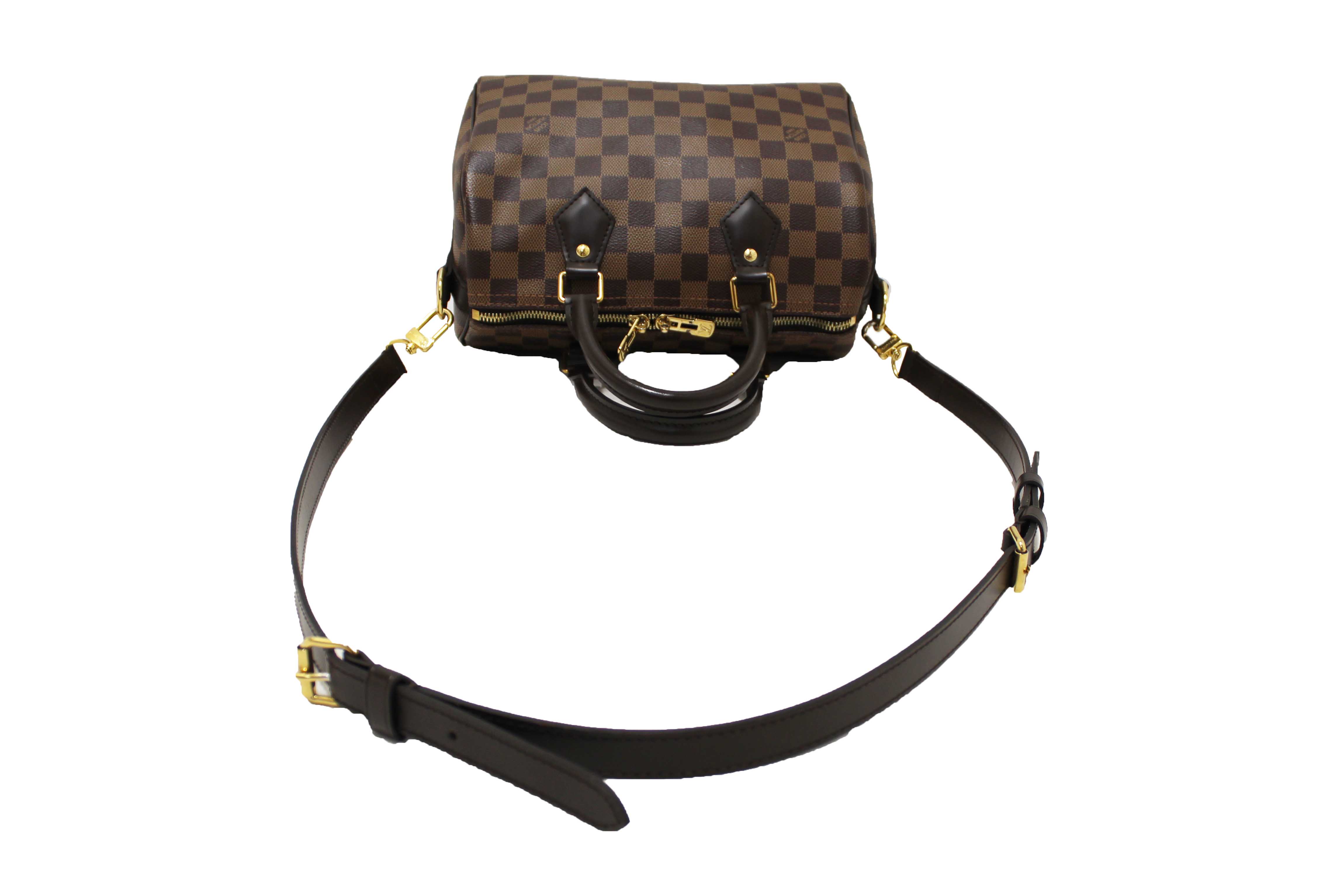 Authentic Louis Vuitton Damier Ebene Speedy 25 Bandouliere Bag