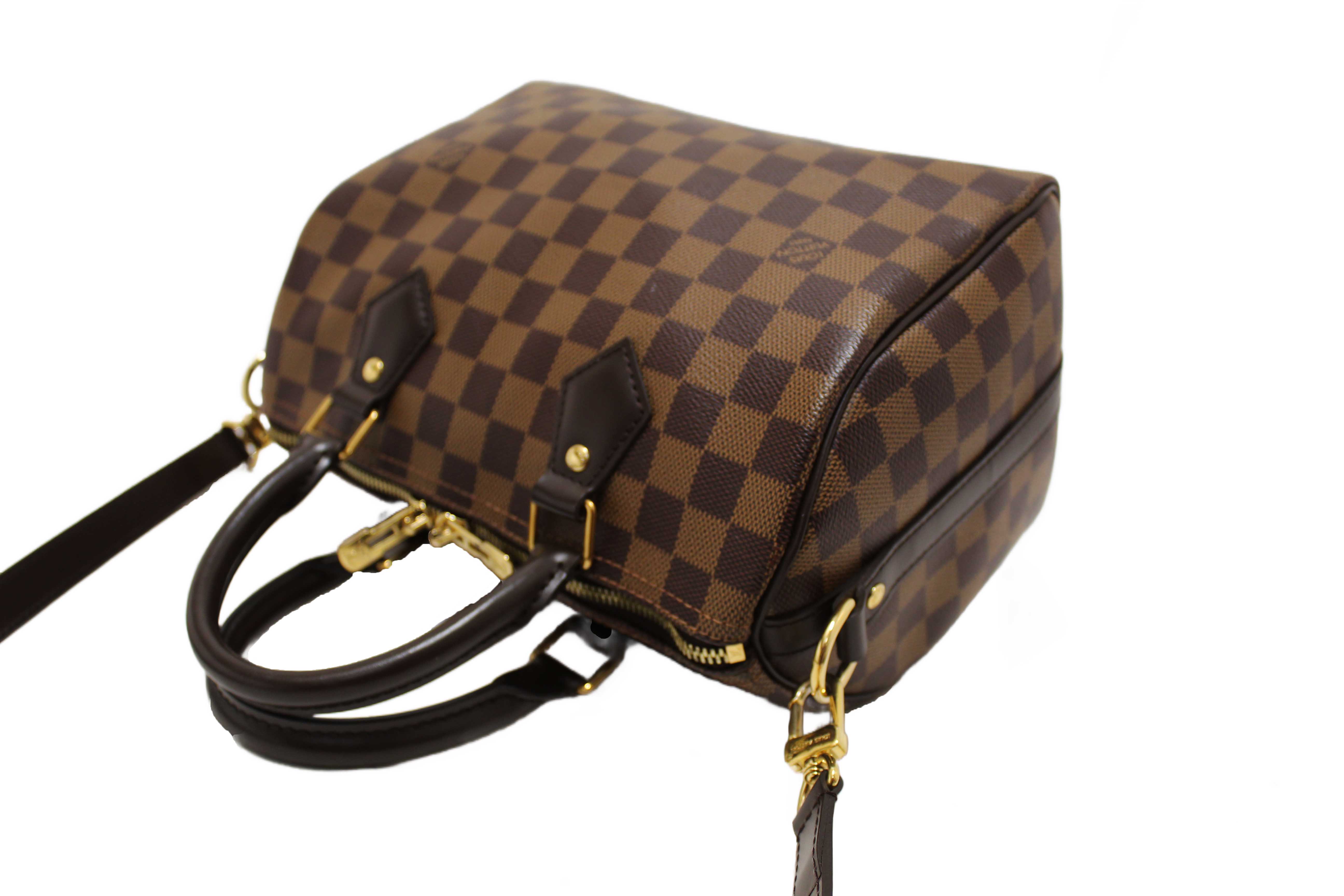 Authentic Louis Vuitton Damier Ebene Speedy 25 Bandouliere Bag