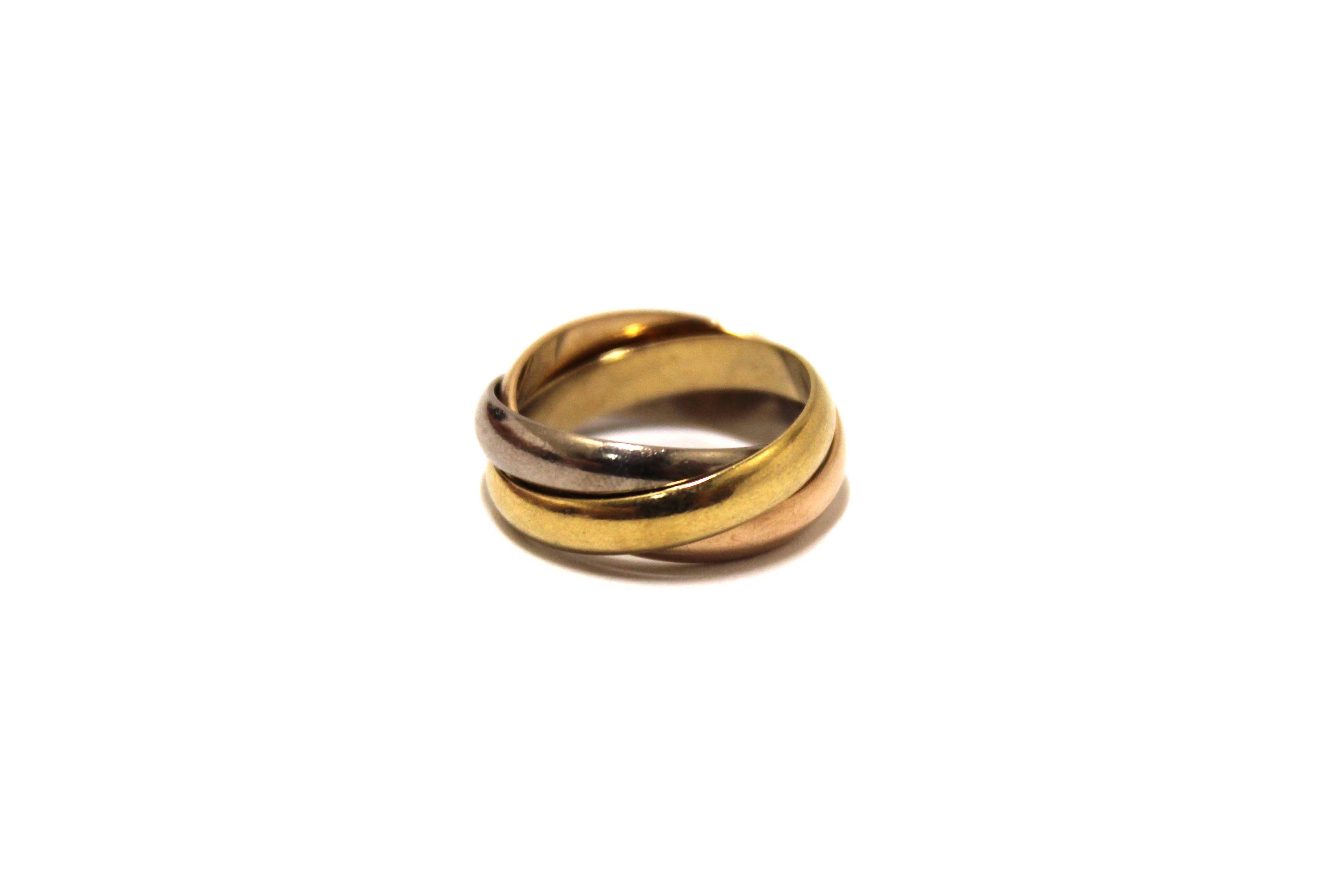 Authentic Cartier Rose Gold/Yellow Gold/ White Gold Trinity Classic Model Ring Size 4.5