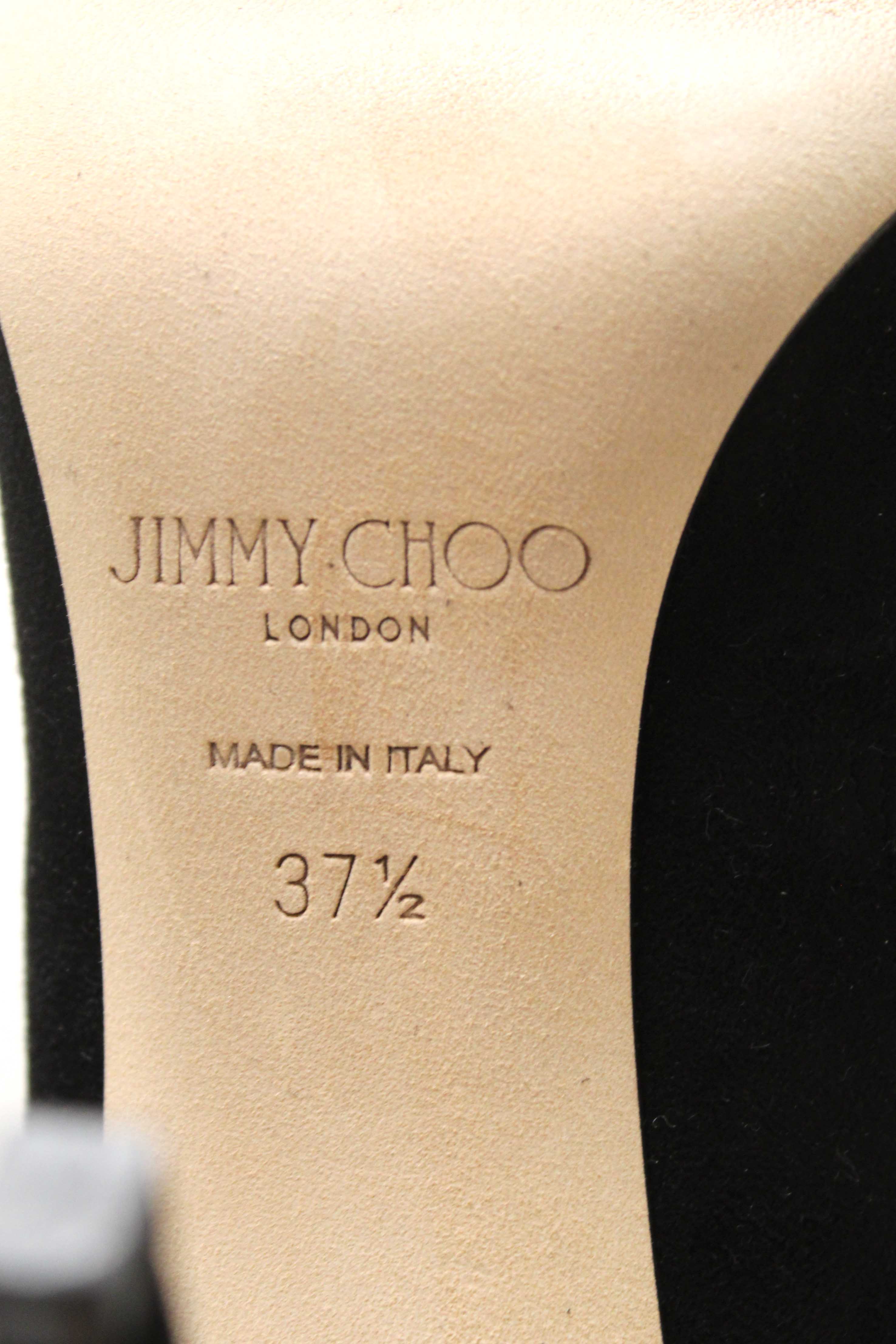 Authentic NEW Jimmy Choo Black Suede and Feather Crystal Embellished Ankle Boots Size 37.5