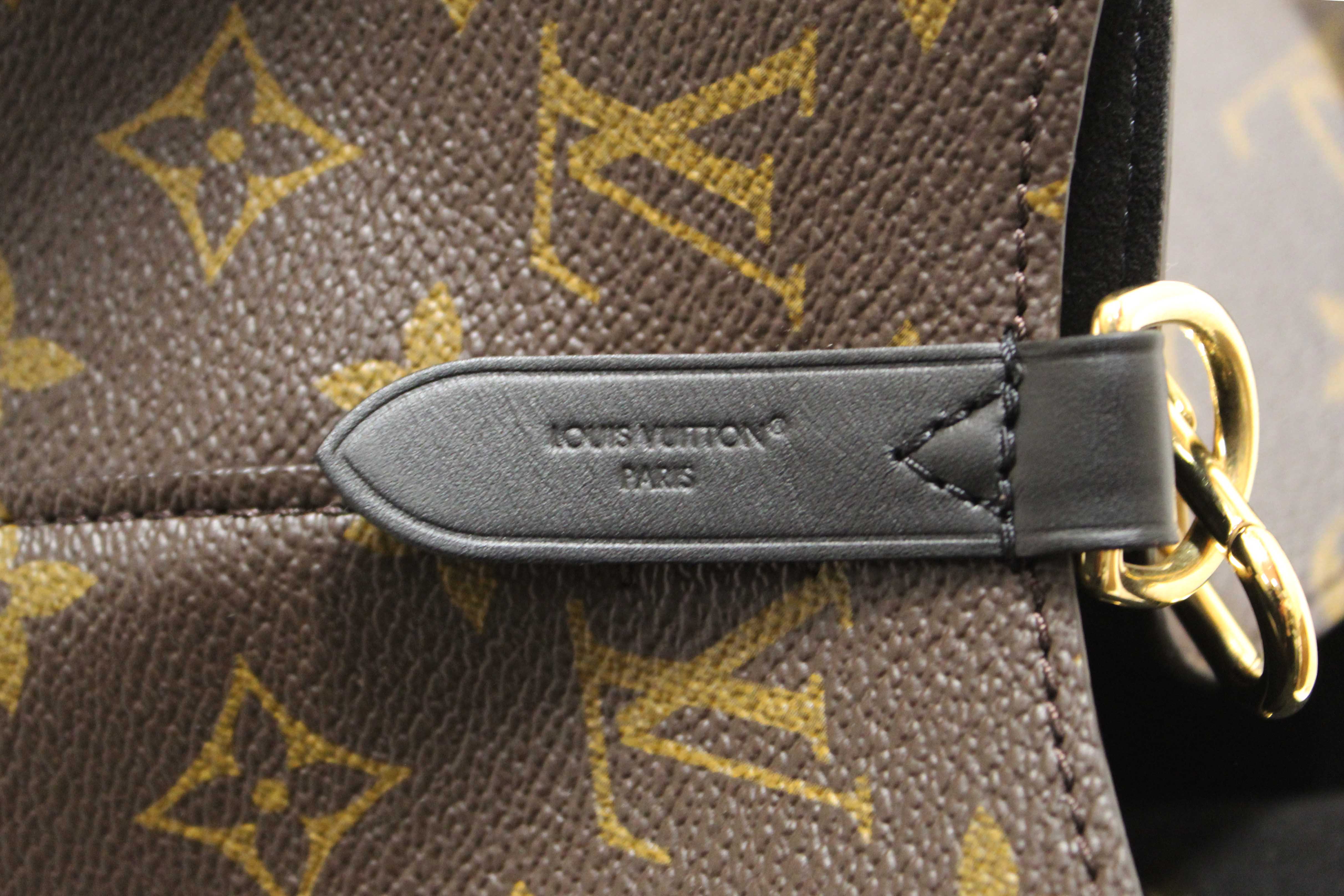 Authentic Louis Vuitton Classic Monogram Canvas with Black Leather NéoNoé MM Shoulder Bag