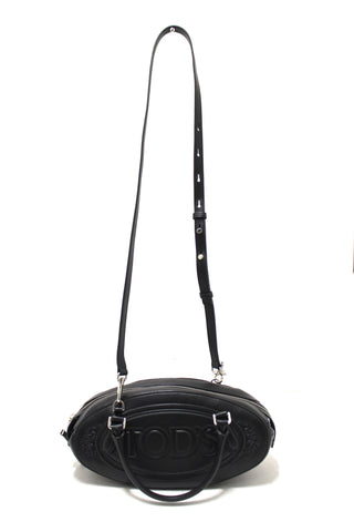 Authentic Tod's Black Leather Mini Boston Oval Bag