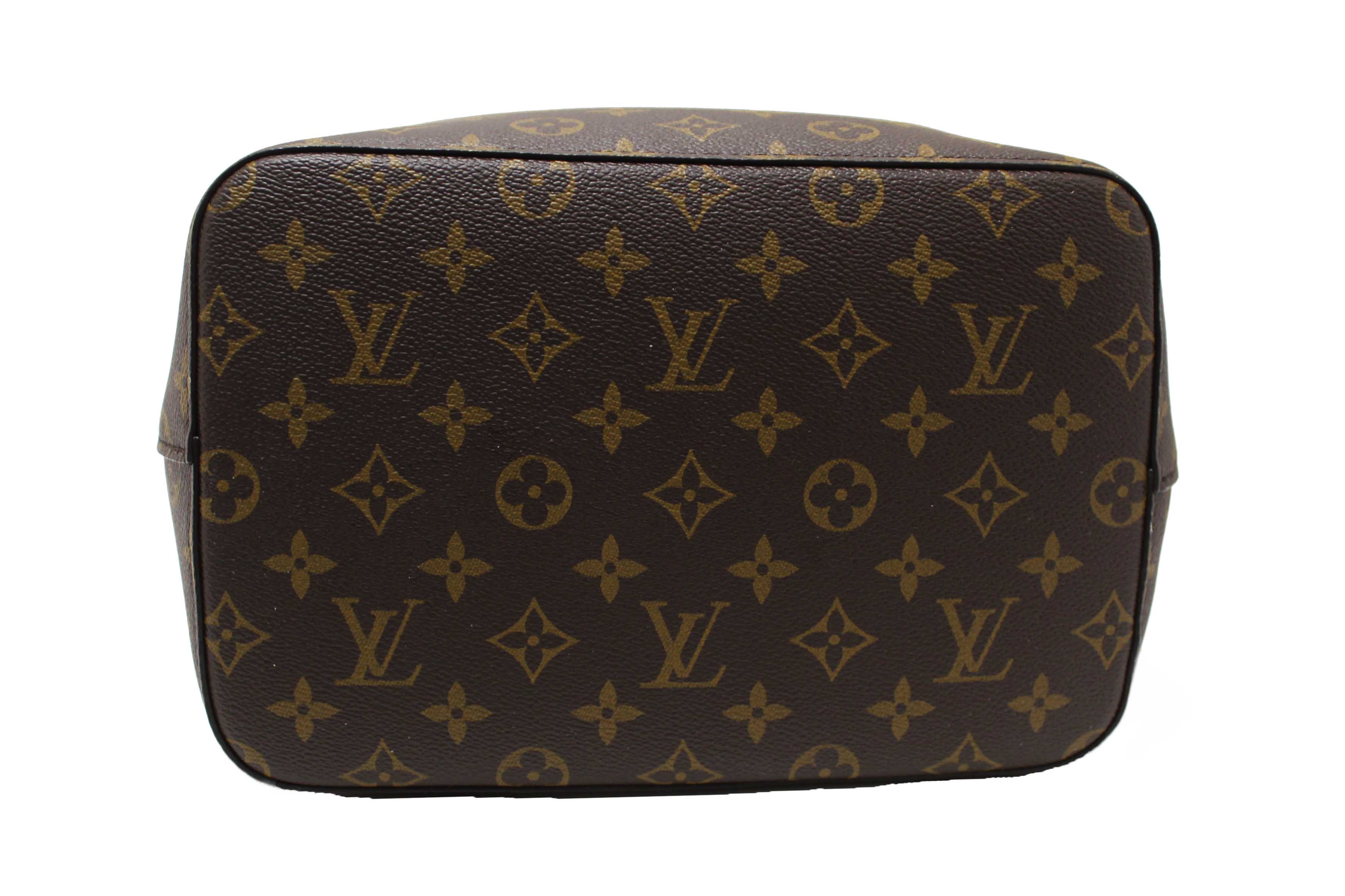Authentic Louis Vuitton Classic Monogram Canvas with Black Leather NéoNoé MM Shoulder Bag