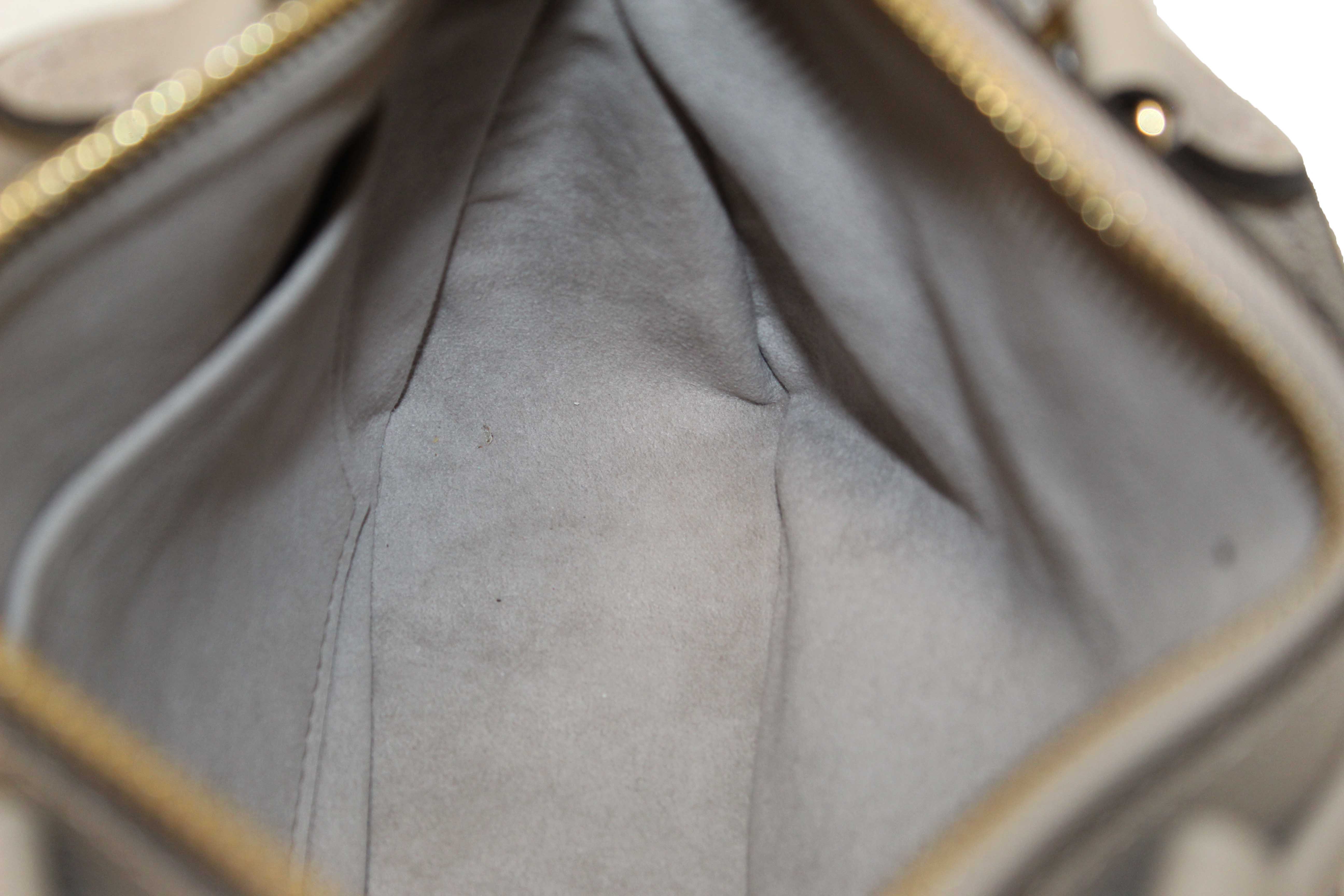 Authentic Louis Vuitton Tourterelle / Crème Beige Monogram Empreinte Leather Trianon PM Tote Bag