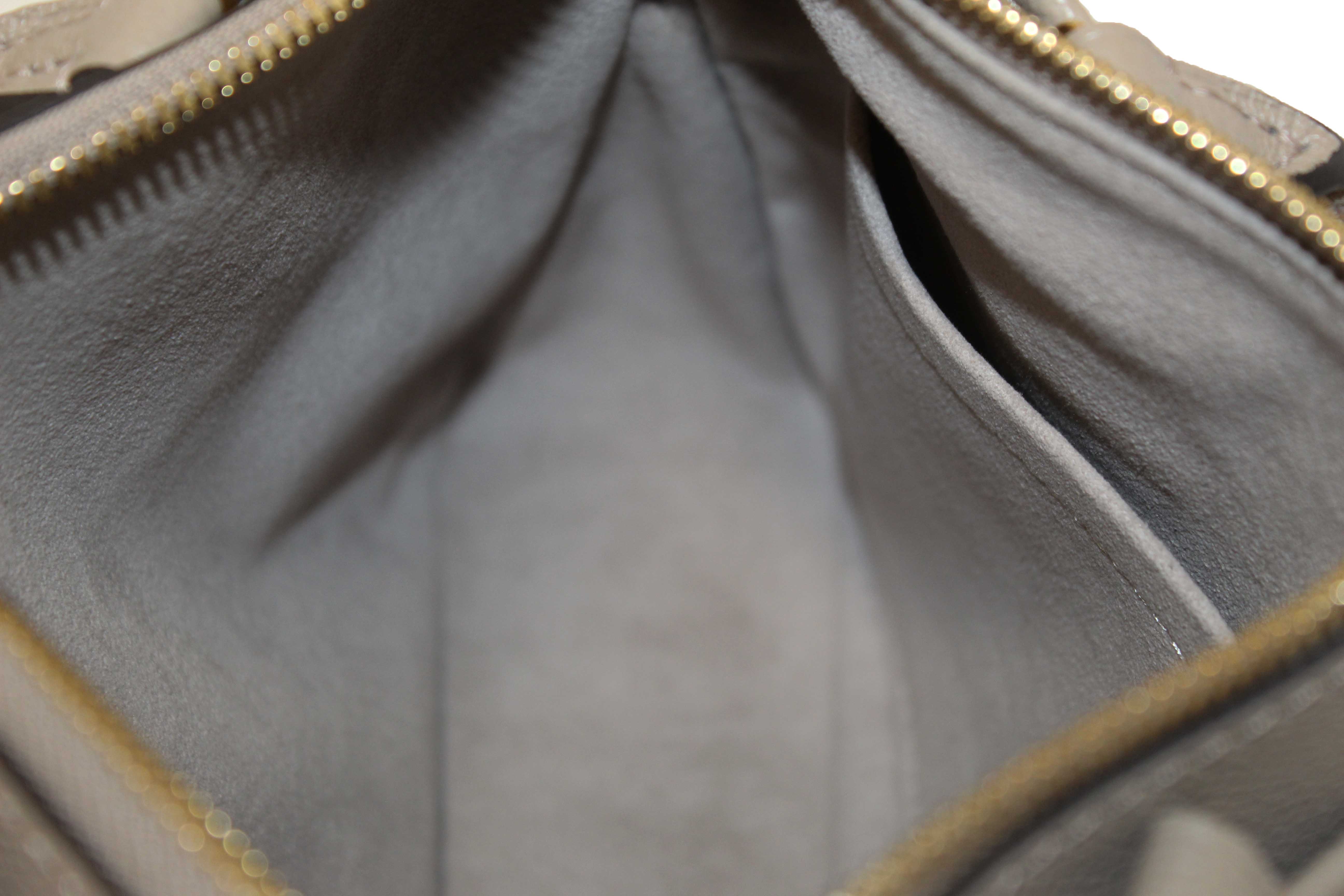 Authentic Louis Vuitton Tourterelle / Crème Beige Monogram Empreinte Leather Trianon PM Tote Bag