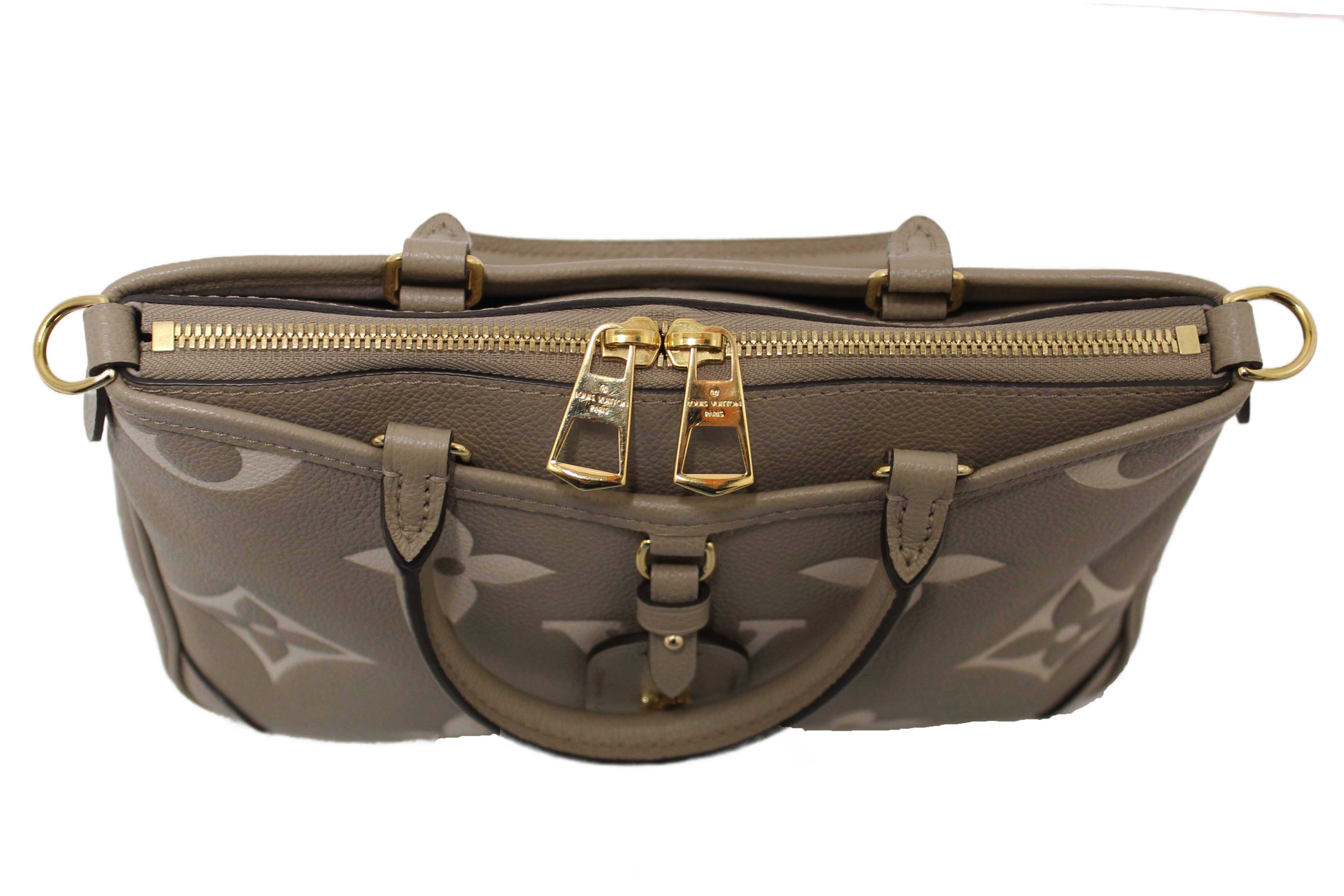 Authentic Louis Vuitton Tourterelle / Crème Beige Monogram Empreinte Leather Trianon PM Tote Bag