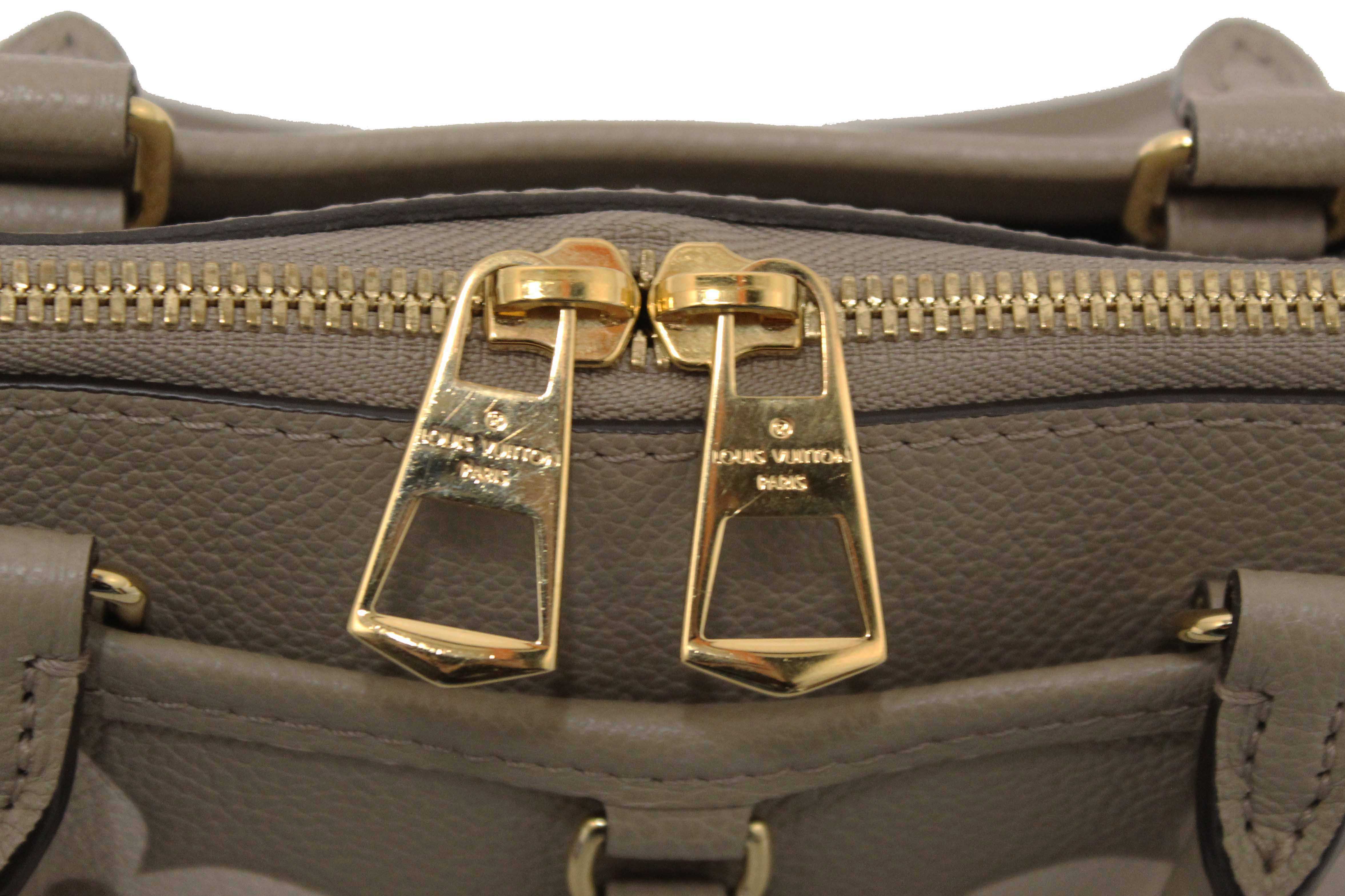 Authentic Louis Vuitton Tourterelle / Crème Beige Monogram Empreinte Leather Trianon PM Tote Bag