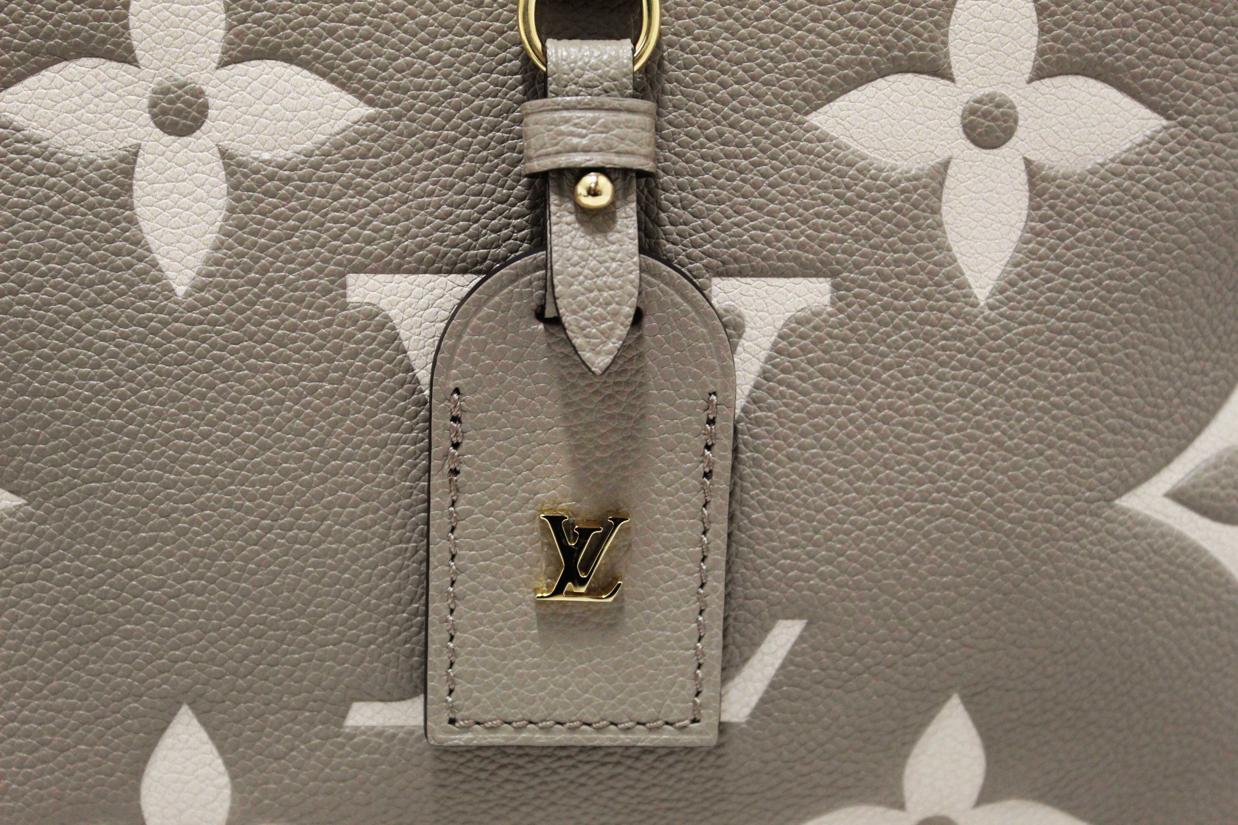 Authentic Louis Vuitton Tourterelle / Crème Beige Monogram Empreinte Leather Trianon PM Tote Bag