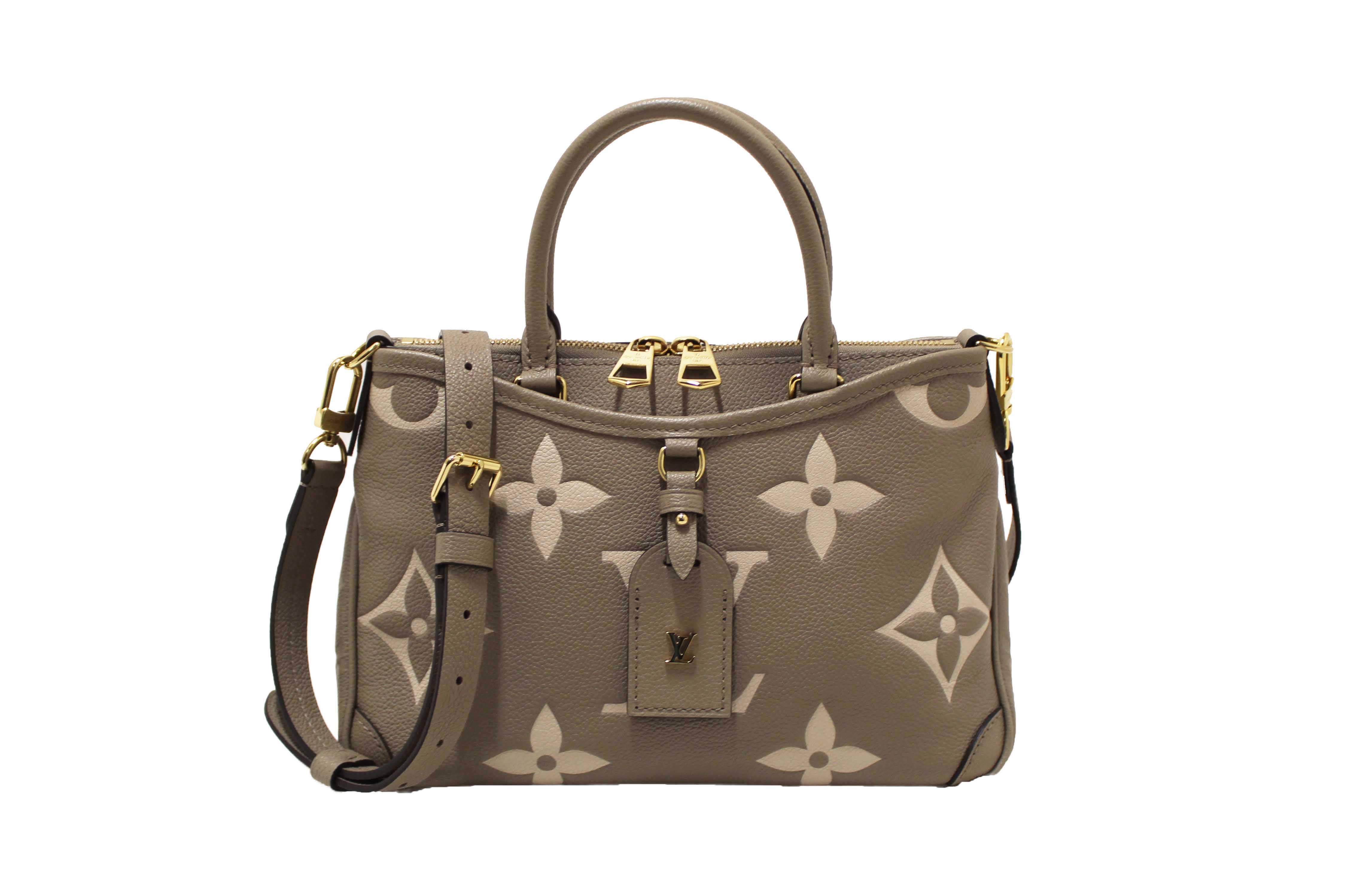 Authentic Louis Vuitton Tourterelle / Crème Beige Monogram Empreinte Leather Trianon PM Tote Bag