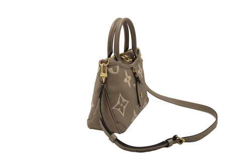 Authentic Louis Vuitton Tourterelle / Crème Beige Monogram Empreinte Leather Trianon PM Tote Bag
