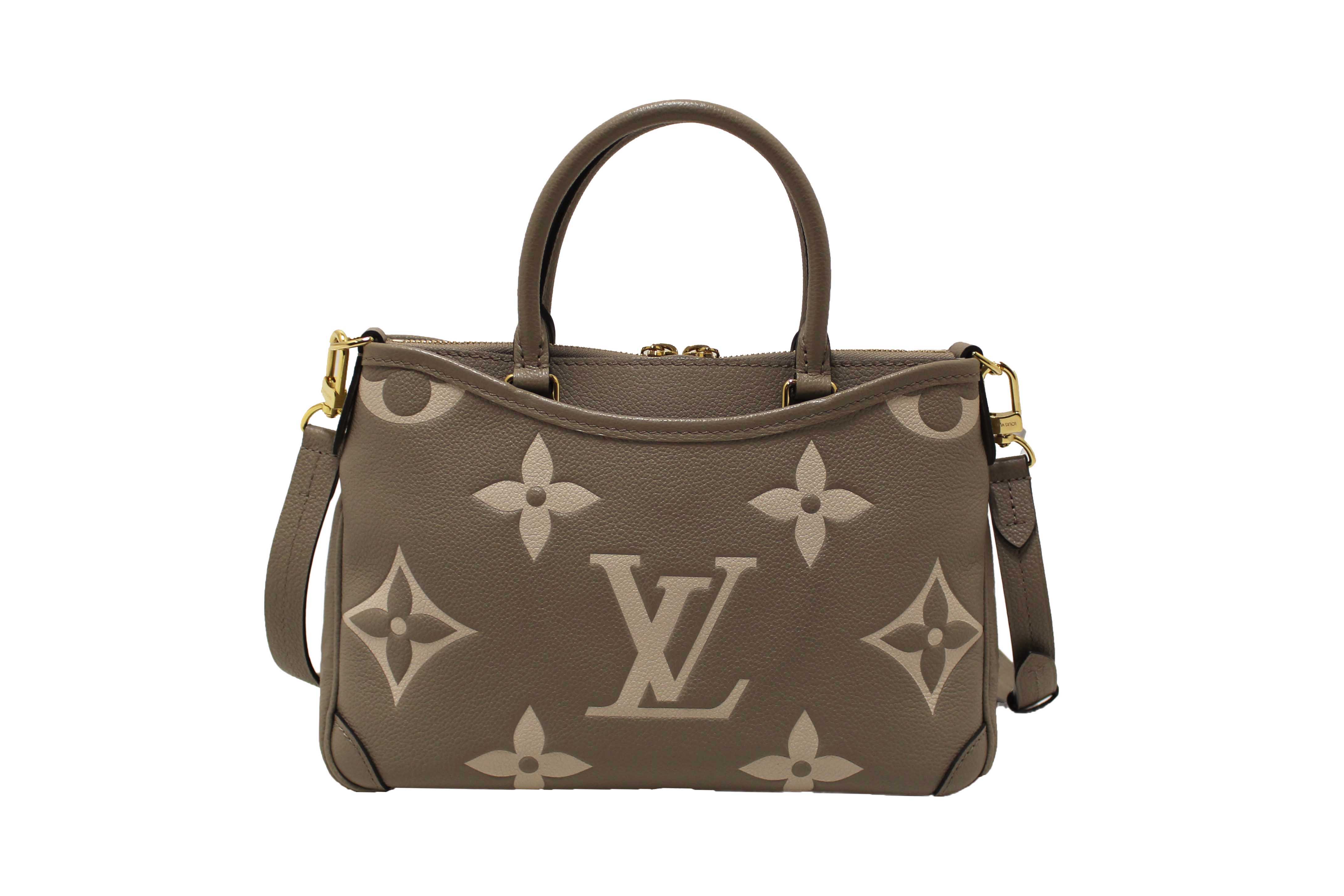 Authentic Louis Vuitton Tourterelle / Crème Beige Monogram Empreinte Leather Trianon PM Tote Bag