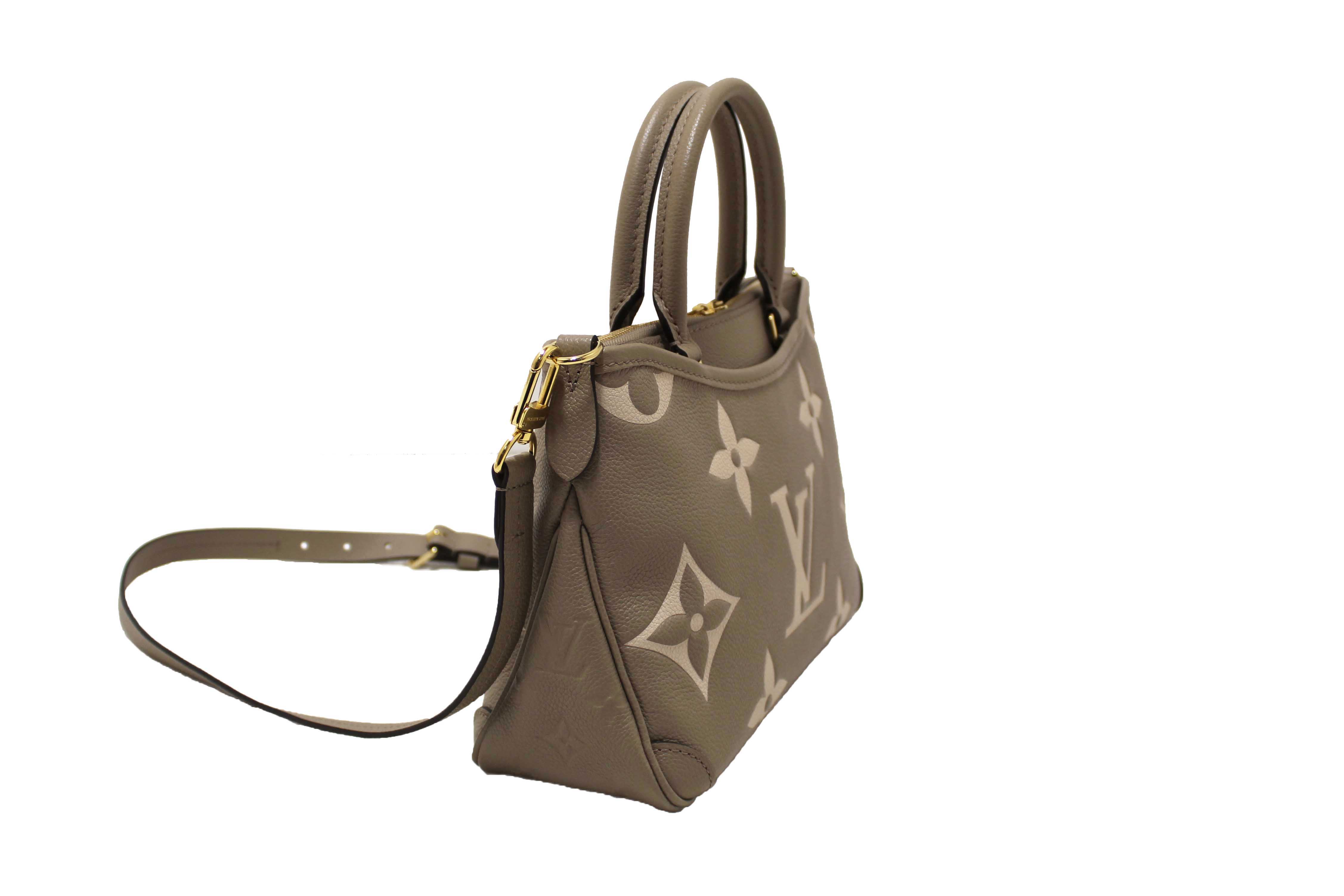 Authentic Louis Vuitton Tourterelle / Crème Beige Monogram Empreinte Leather Trianon PM Tote Bag