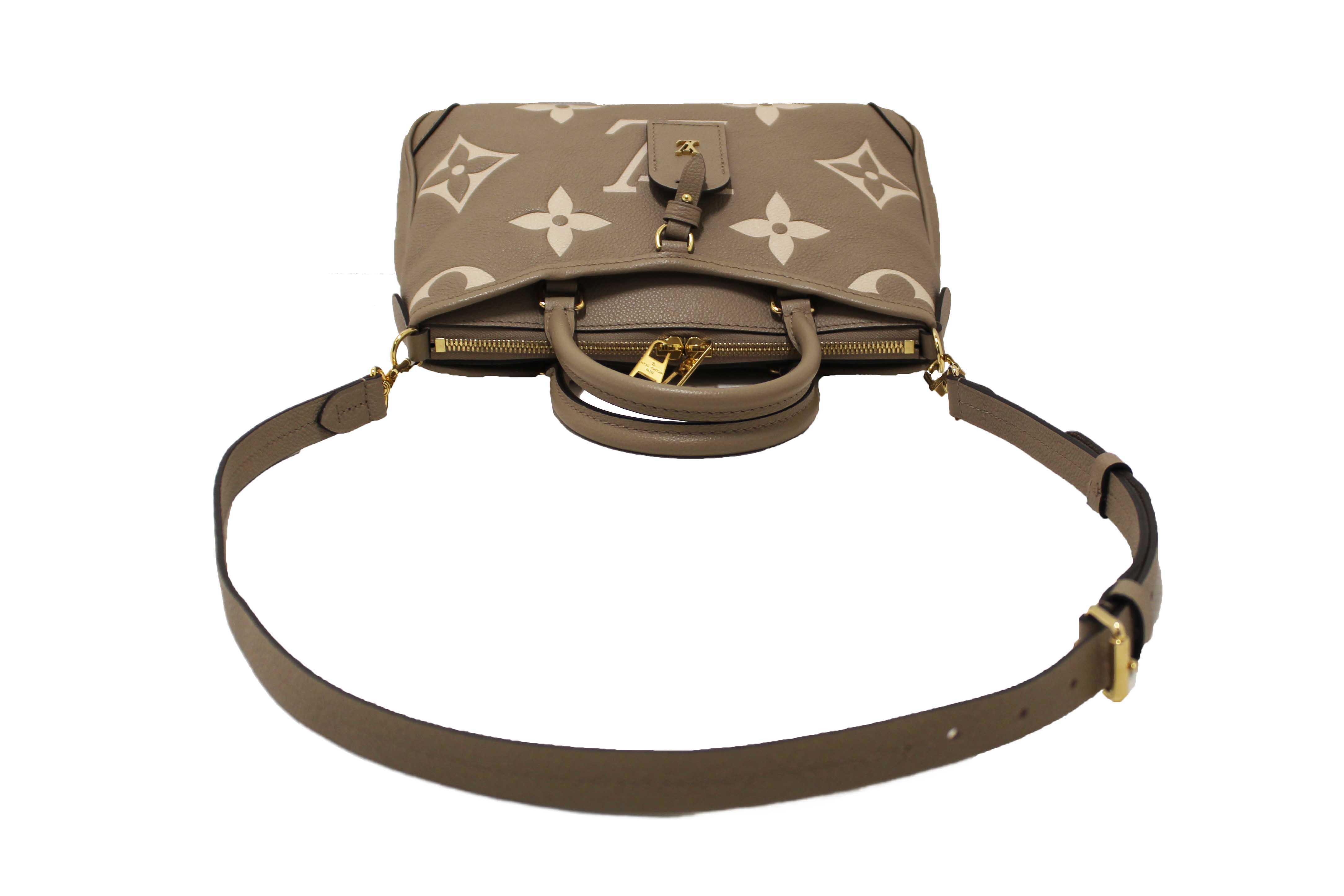 Authentic Louis Vuitton Tourterelle / Crème Beige Monogram Empreinte Leather Trianon PM Tote Bag