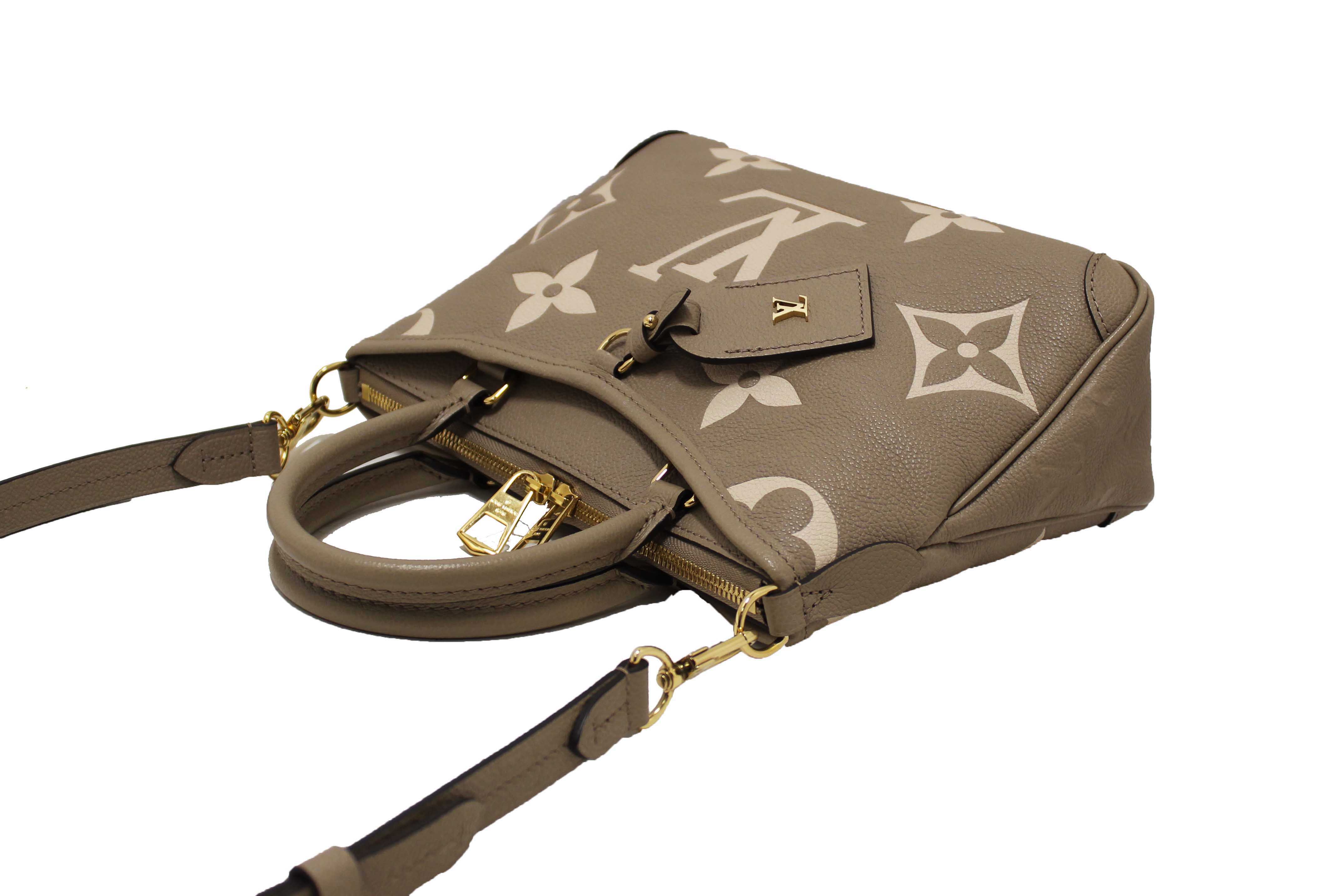 Authentic Louis Vuitton Tourterelle / Crème Beige Monogram Empreinte Leather Trianon PM Tote Bag