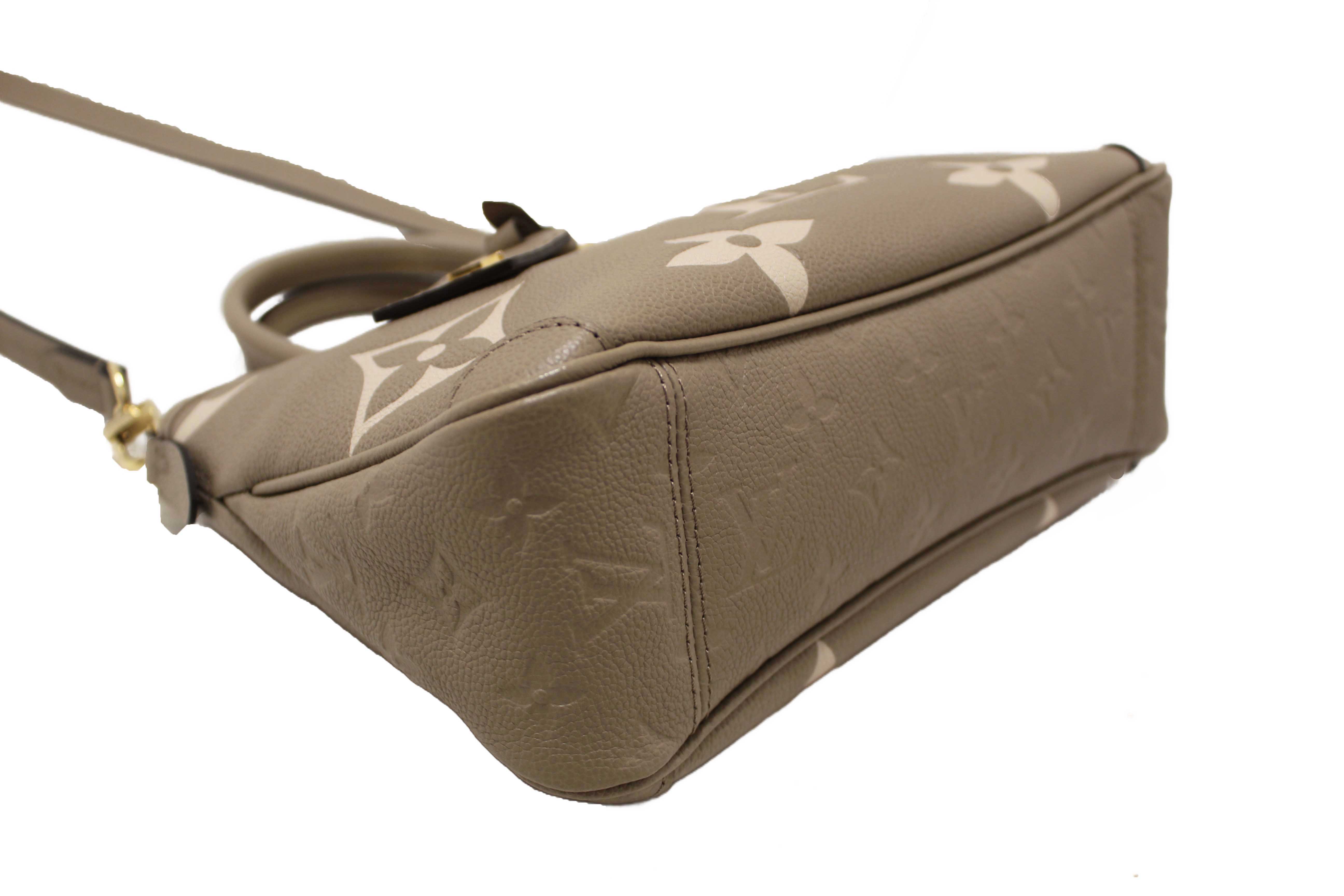 Authentic Louis Vuitton Tourterelle / Crème Beige Monogram Empreinte Leather Trianon PM Tote Bag