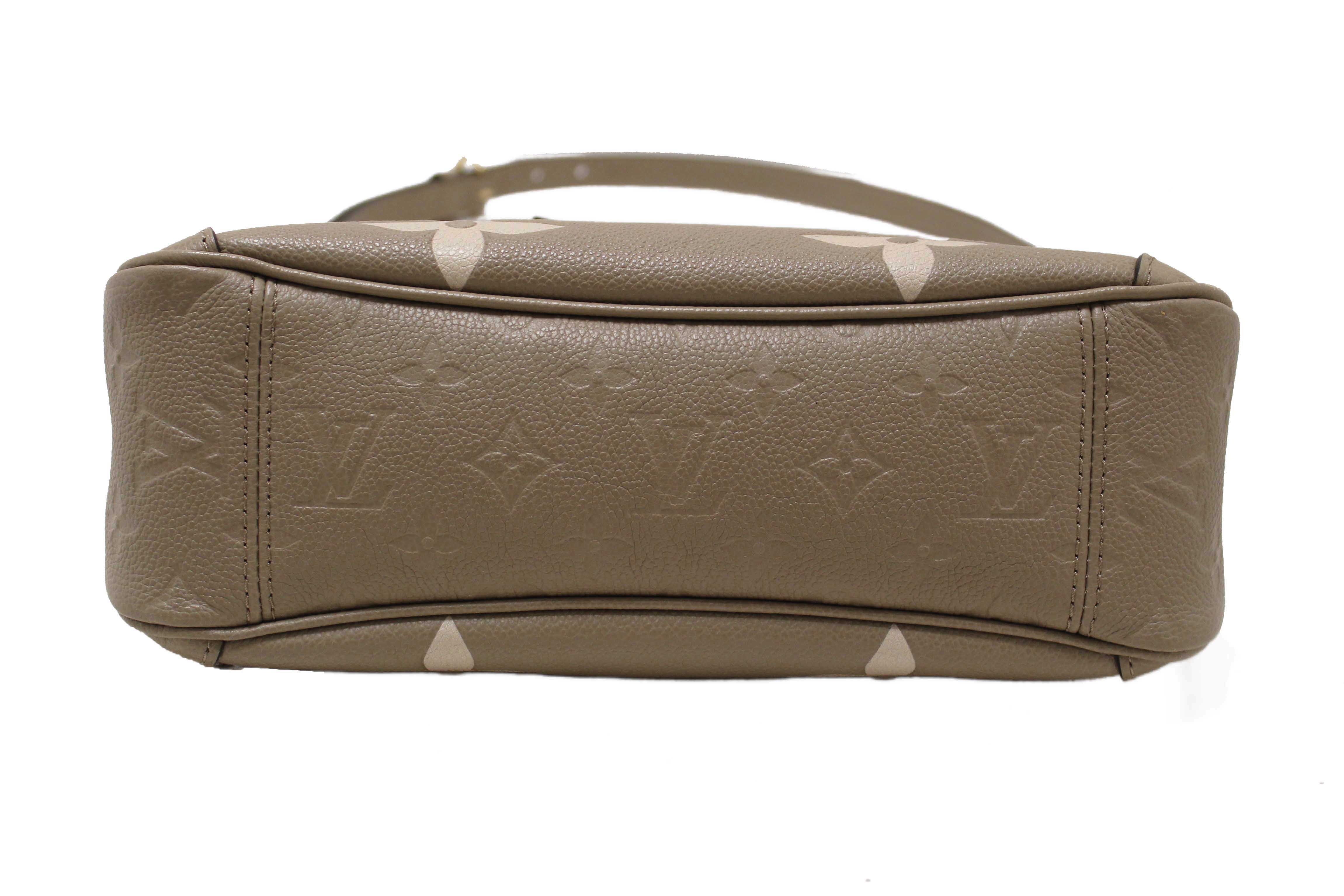 Authentic Louis Vuitton Tourterelle / Crème Beige Monogram Empreinte Leather Trianon PM Tote Bag