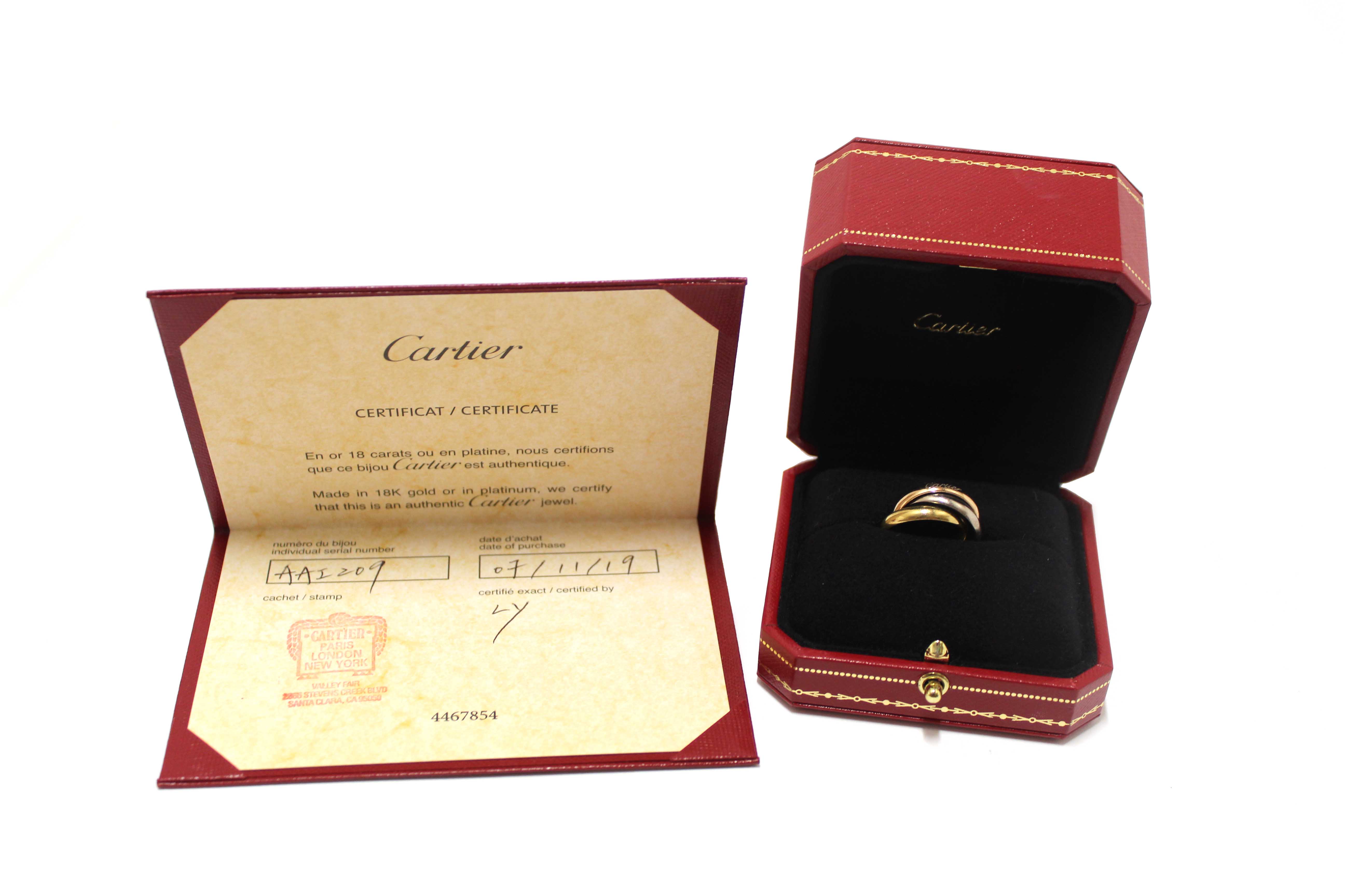Authentic Cartier Rose Gold/Yellow Gold/ White Gold Trinity Classic Model Ring Size 4.5