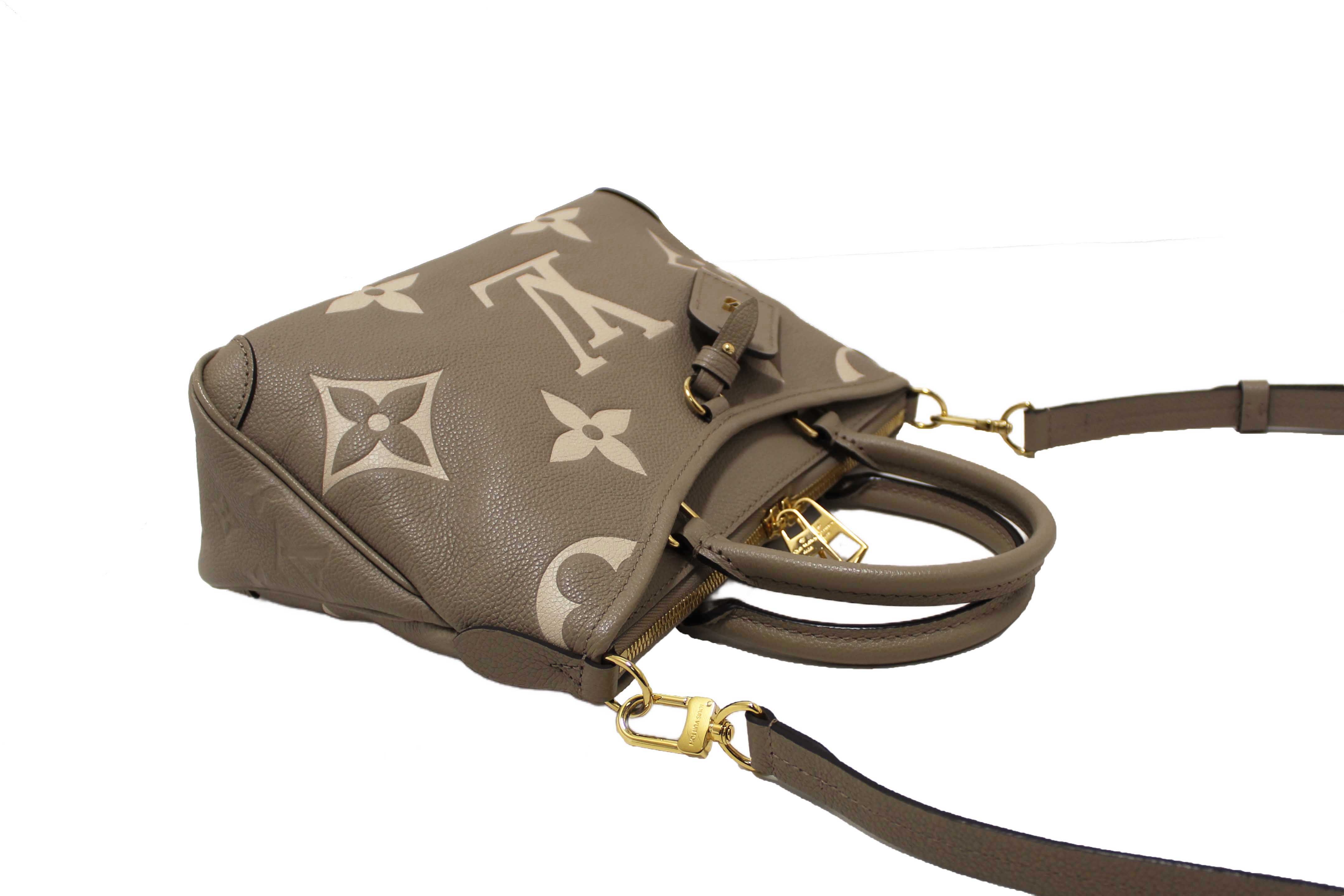 Authentic Louis Vuitton Tourterelle / Crème Beige Monogram Empreinte Leather Trianon PM Tote Bag