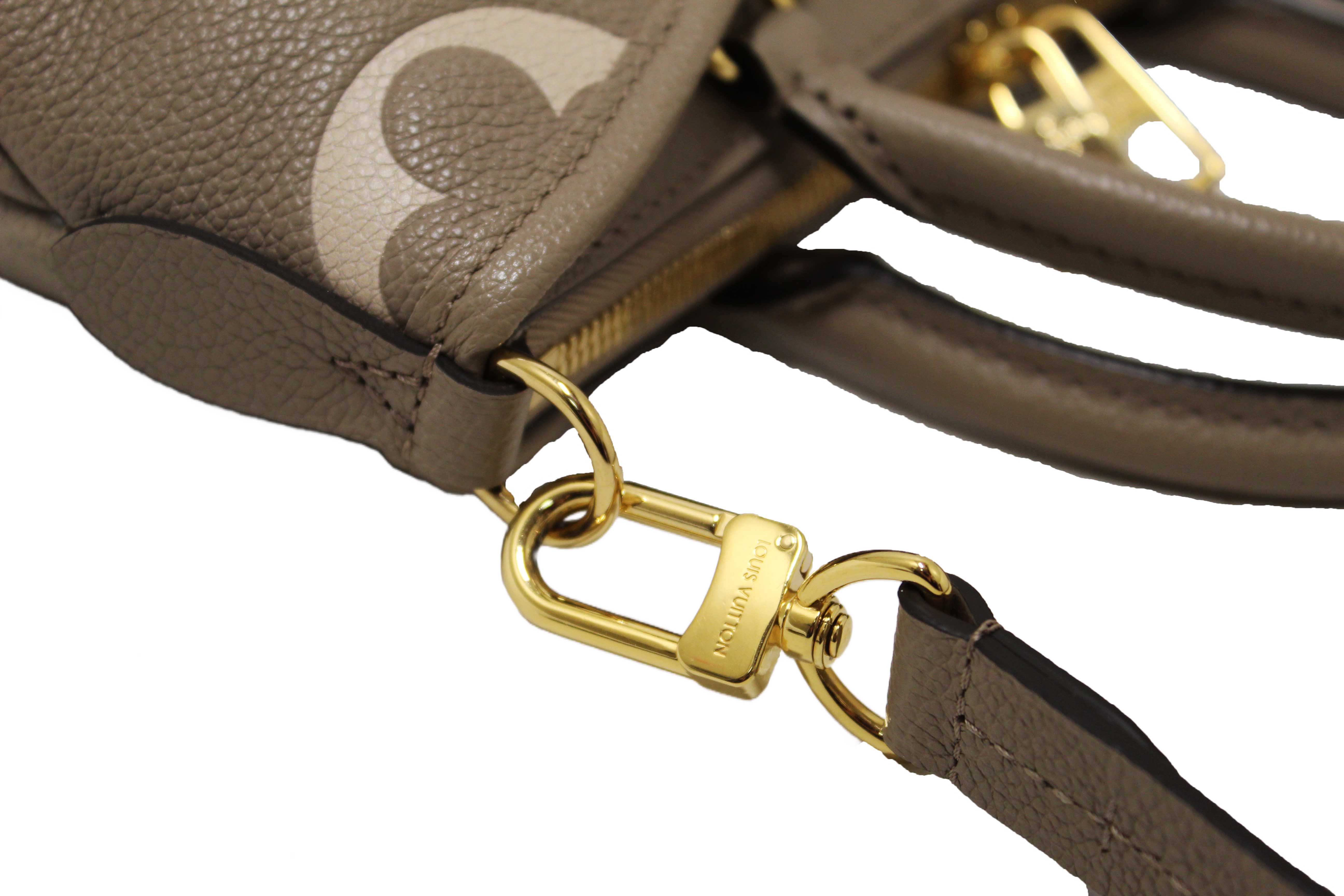 Authentic Louis Vuitton Tourterelle / Crème Beige Monogram Empreinte Leather Trianon PM Tote Bag