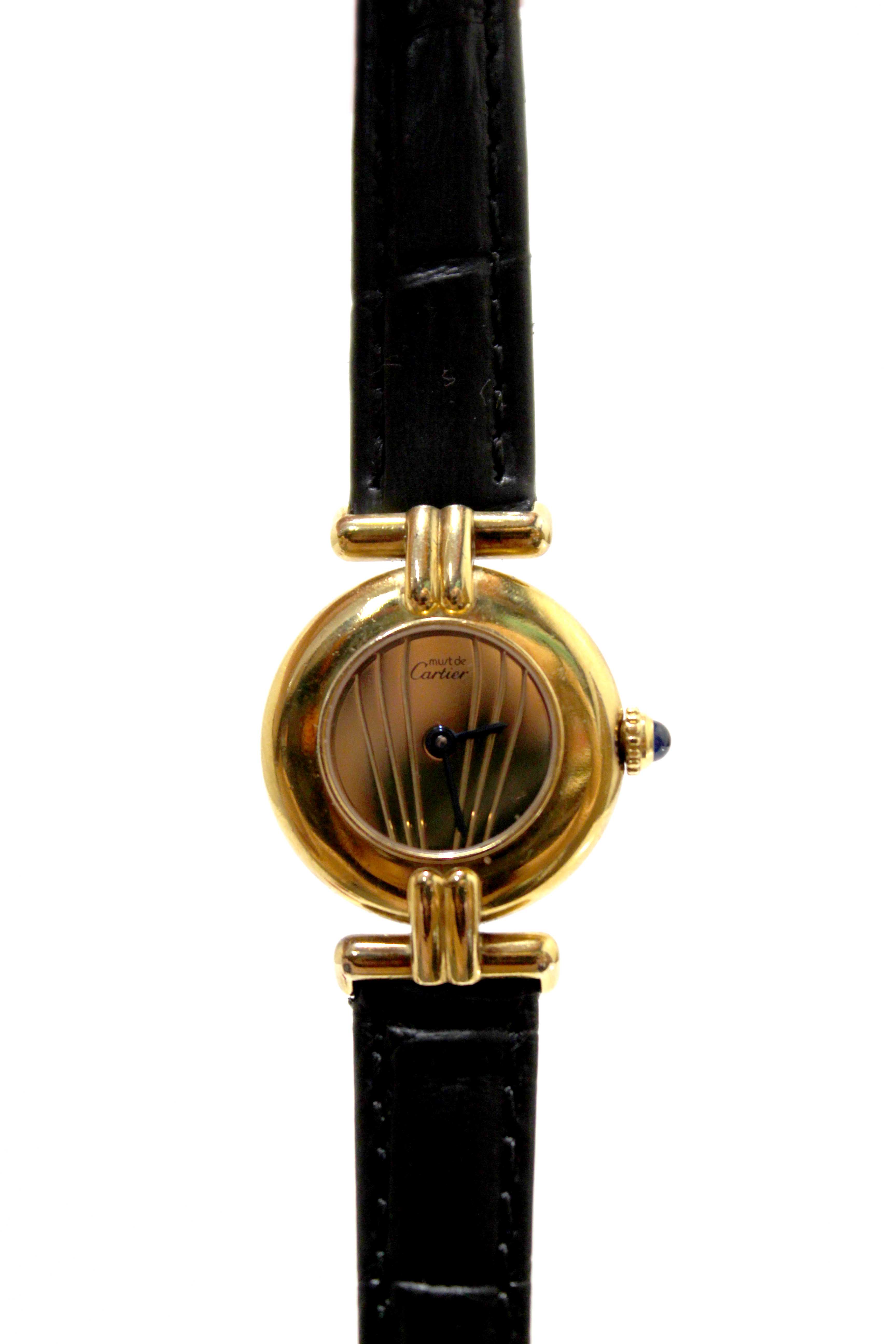 Authentic Cartier Vintage Must De Colisee Vermeil Watch 078301