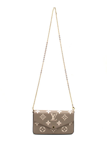 Authentic Louis Vuitton Cream/Dove Monogram Empreinte Felicie Pochette Bag