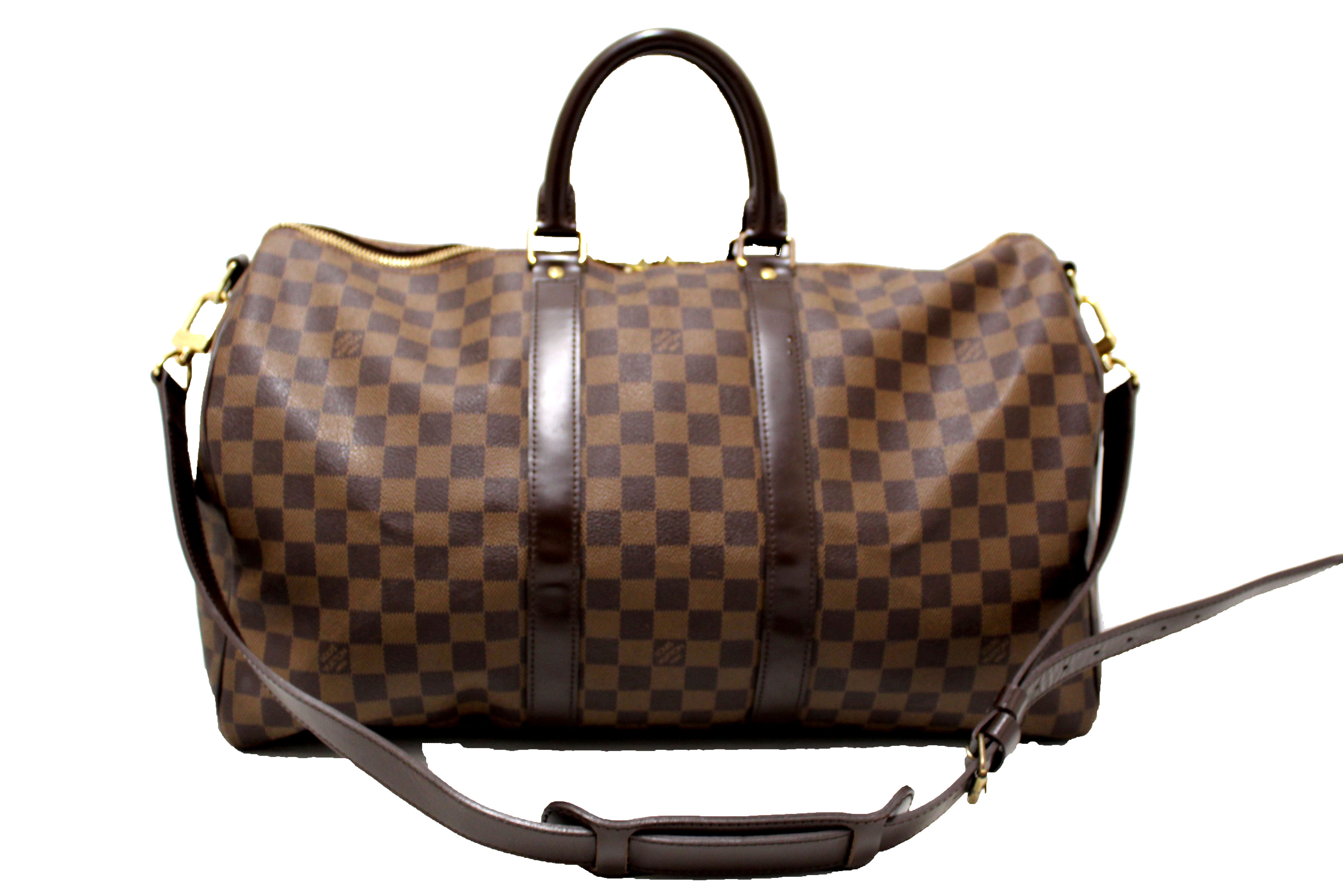 Authentic Louis Vuitton Damier Ebene Keepall Bandouliere 45 Travel Bag