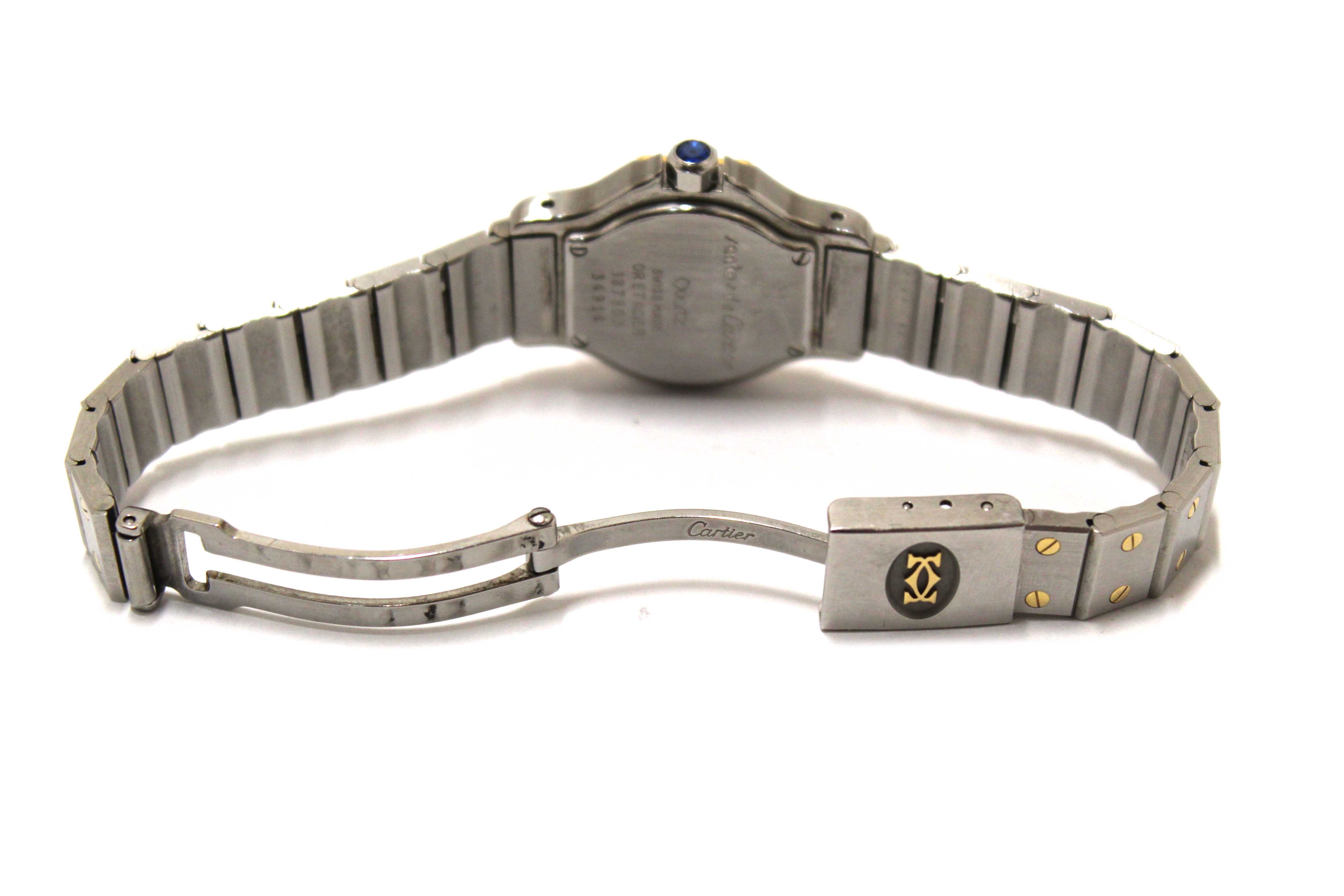 Authentic Cartier Santos Octagon Two Tone 18K Yellow Gold 24mm Watch 187903