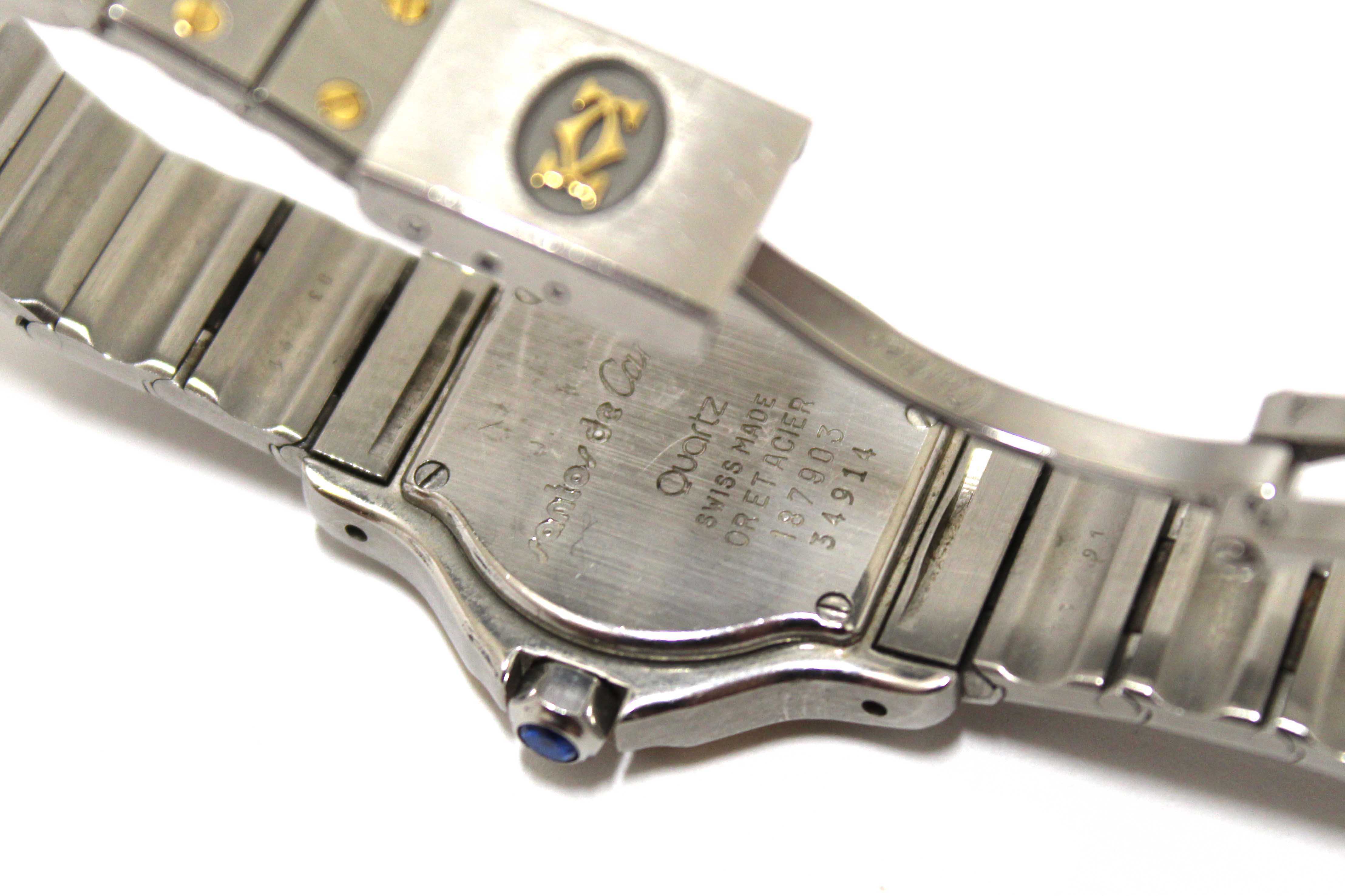 Authentic Cartier Santos Octagon Two Tone 18K Yellow Gold 24mm Watch 187903