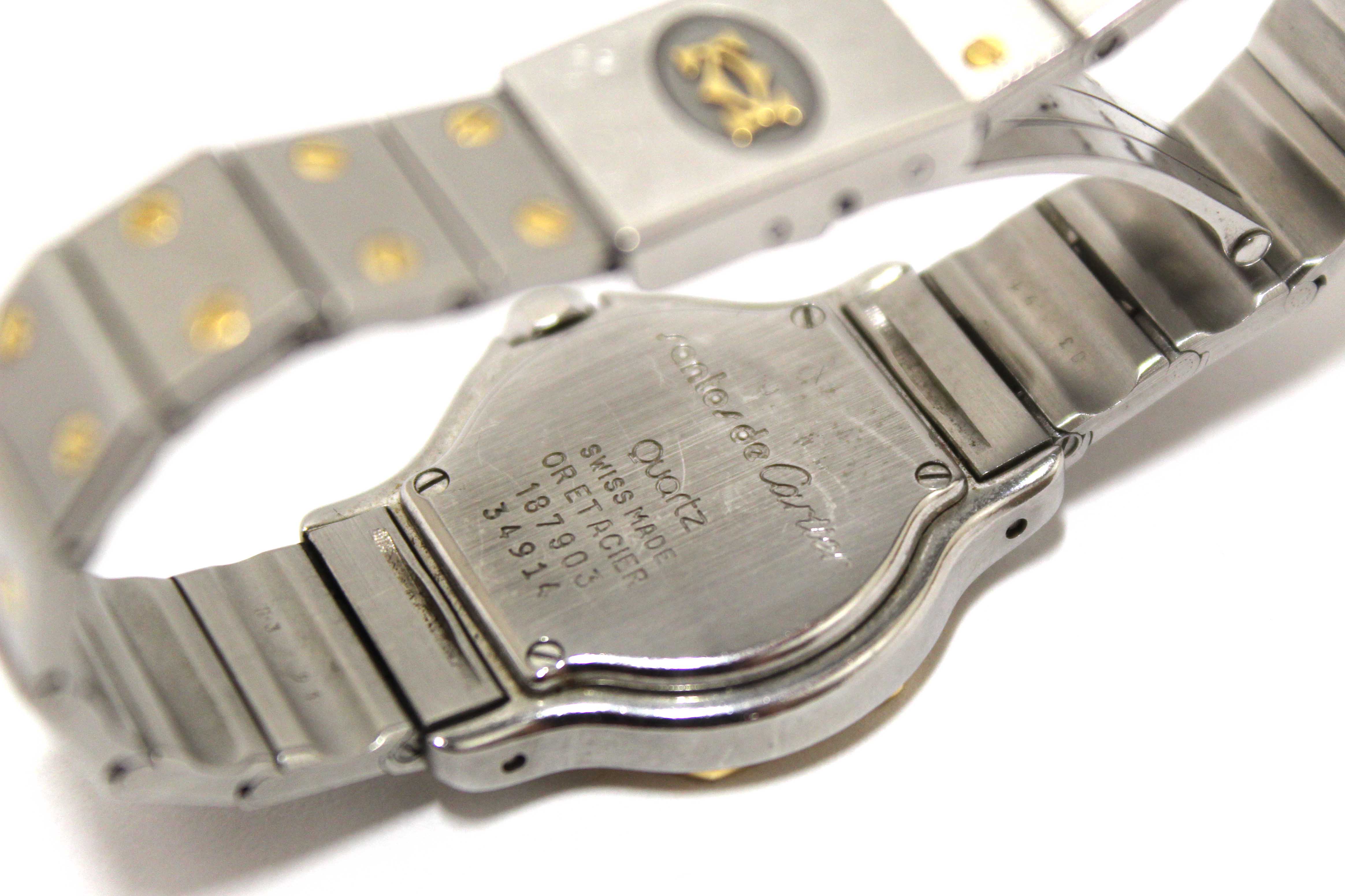 Authentic Cartier Santos Octagon Two Tone 18K Yellow Gold 24mm Watch 187903