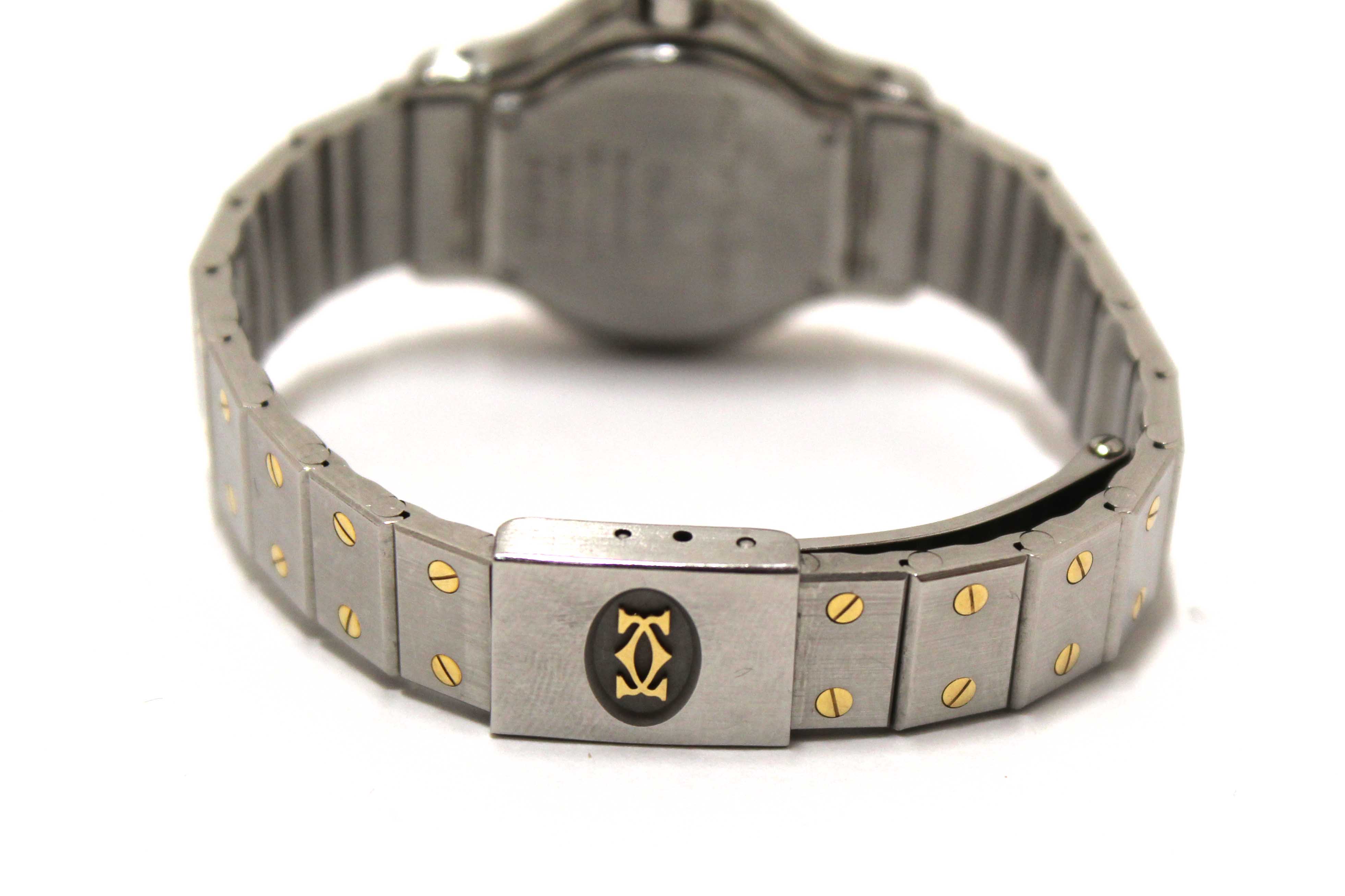 Authentic Cartier Santos Octagon Two Tone 18K Yellow Gold 24mm Watch 187903