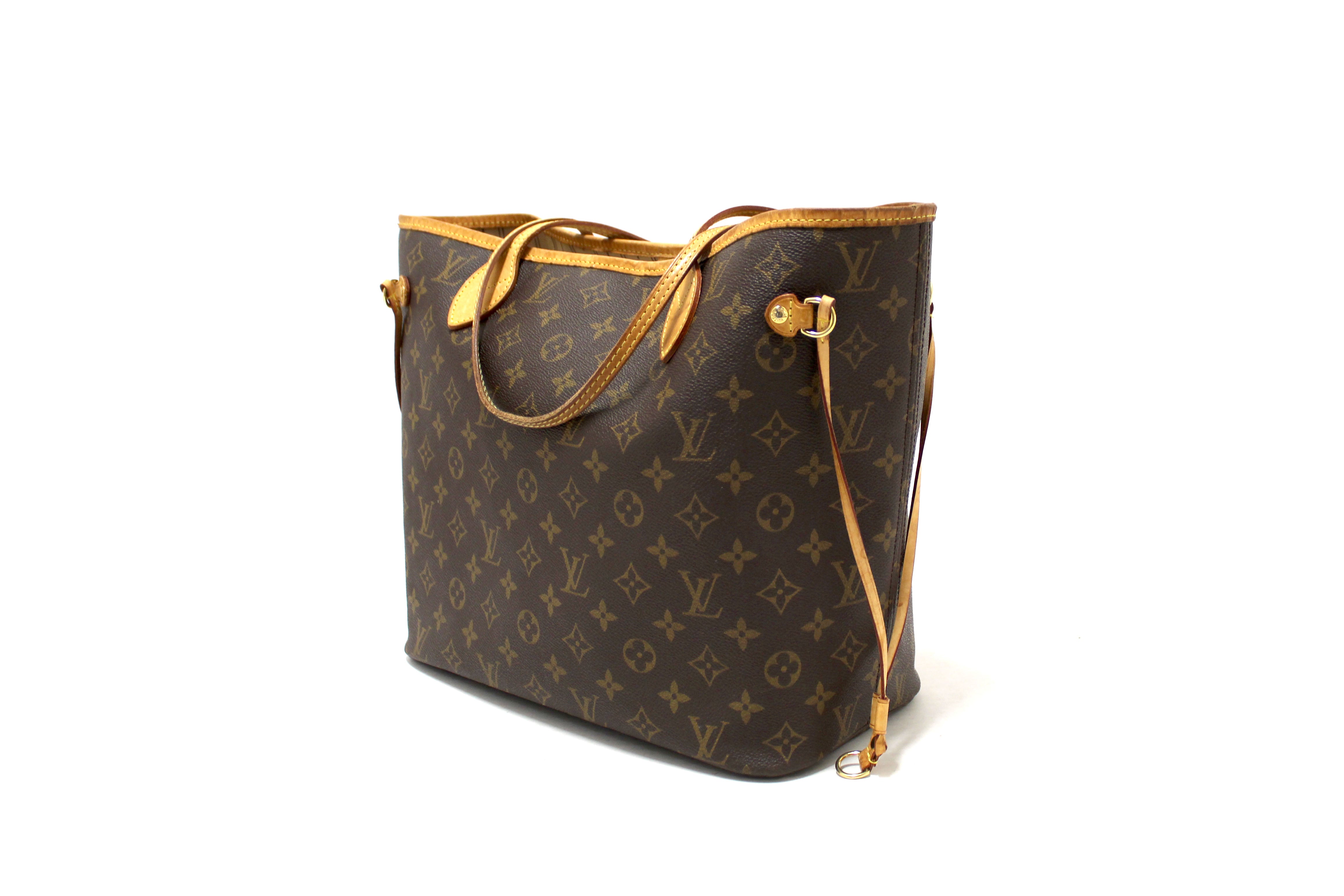 Authentic Louis Vuitton Classic Monogram Neverfull MM Shoulder Tote Bag