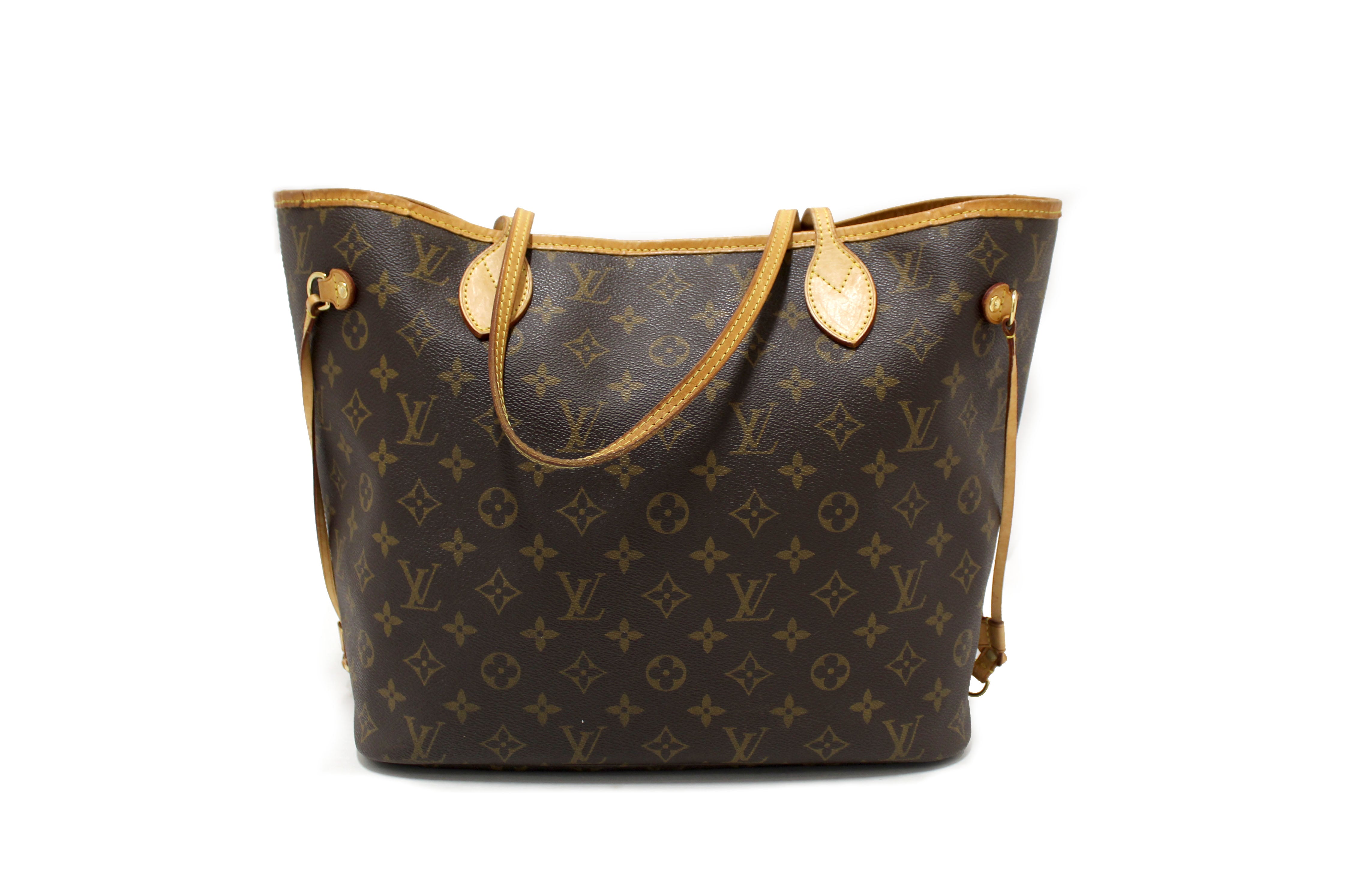 Authentic Louis Vuitton Classic Monogram Neverfull MM Shoulder Tote Bag