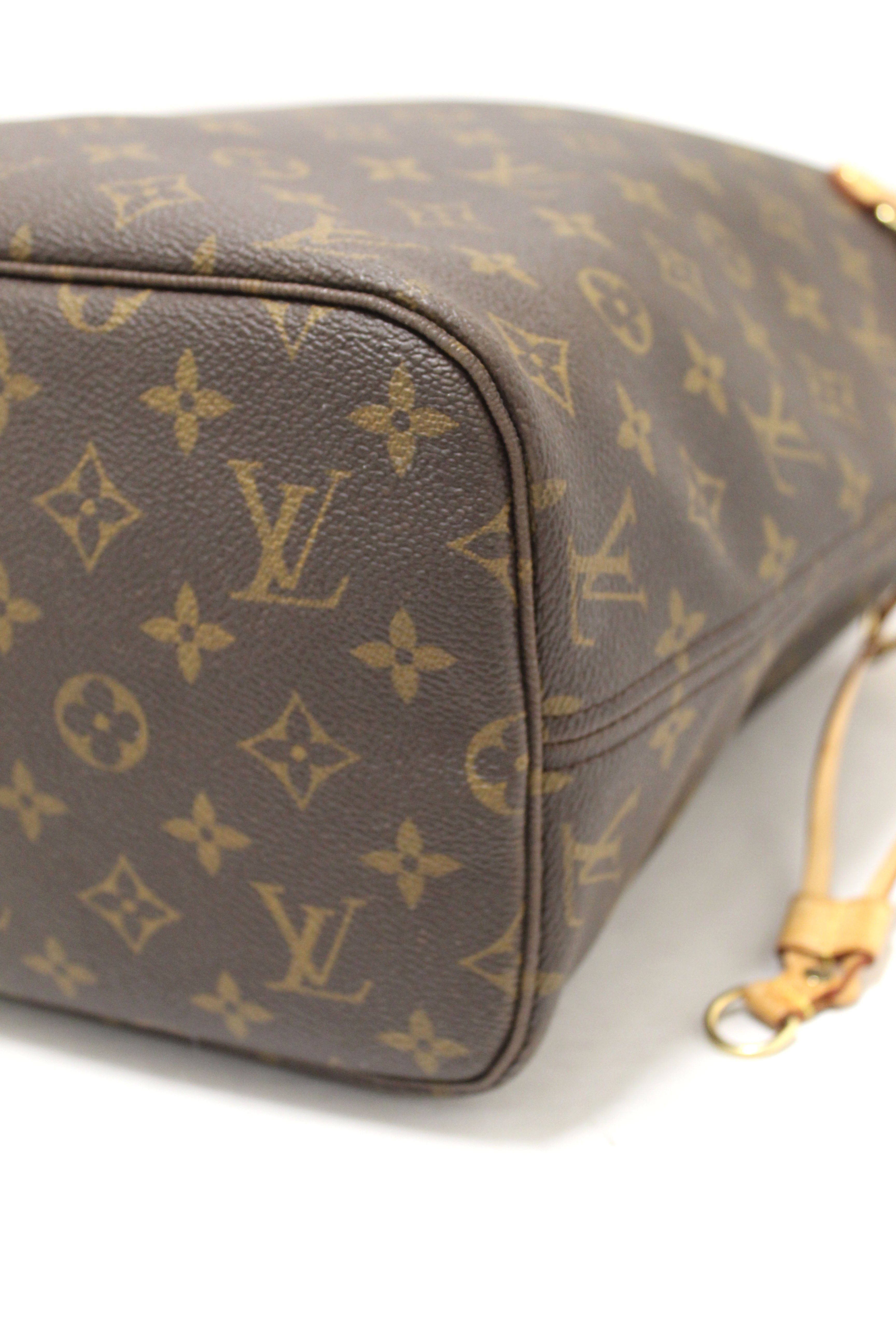 Authentic Louis Vuitton Classic Monogram Neverfull MM Shoulder Tote Bag