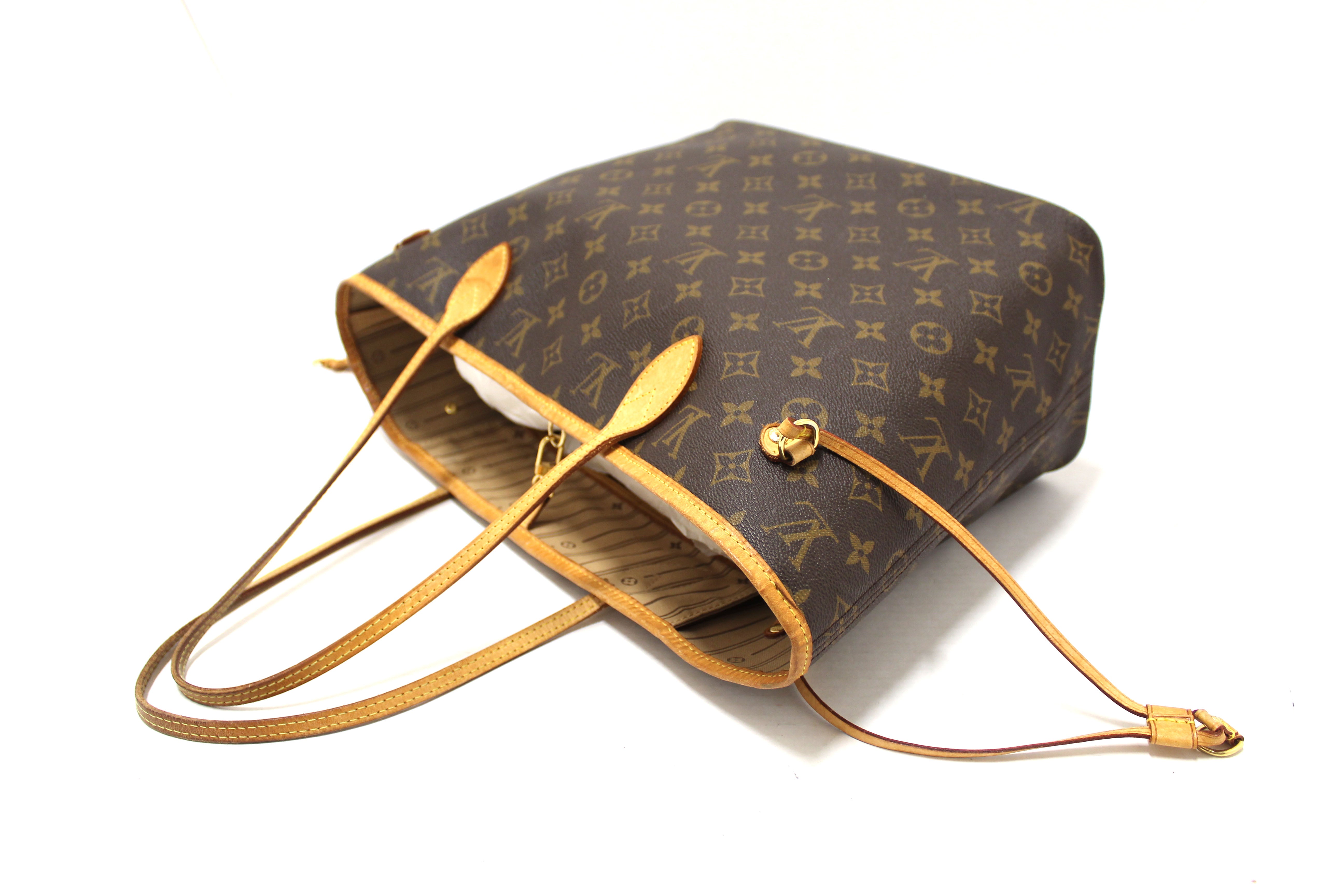 Authentic Louis Vuitton Classic Monogram Neverfull MM Shoulder Tote Bag