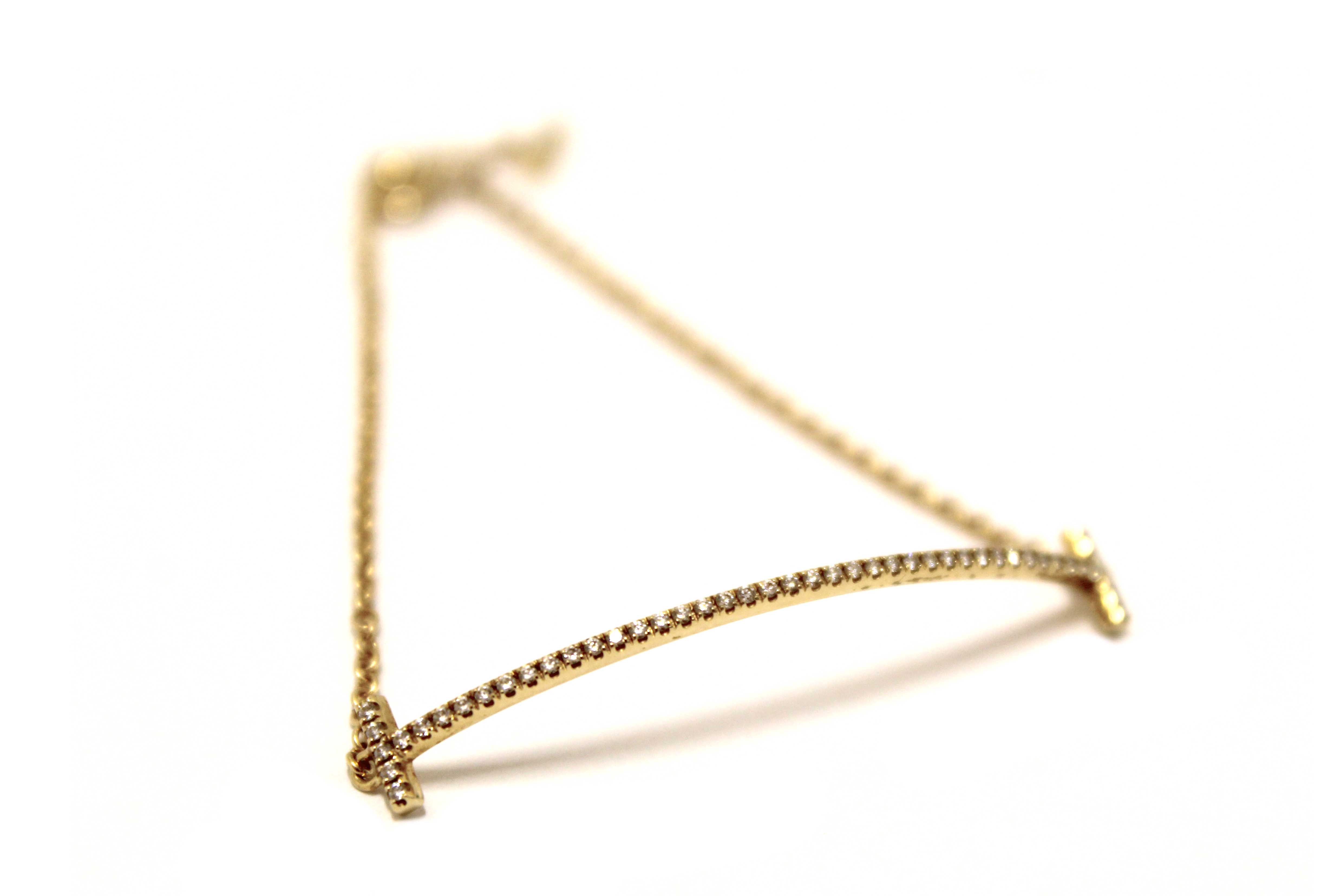 Authentic Tiffany & Co 18K Yellow Gold with Diamonds Tiffany T Smile Bracelet