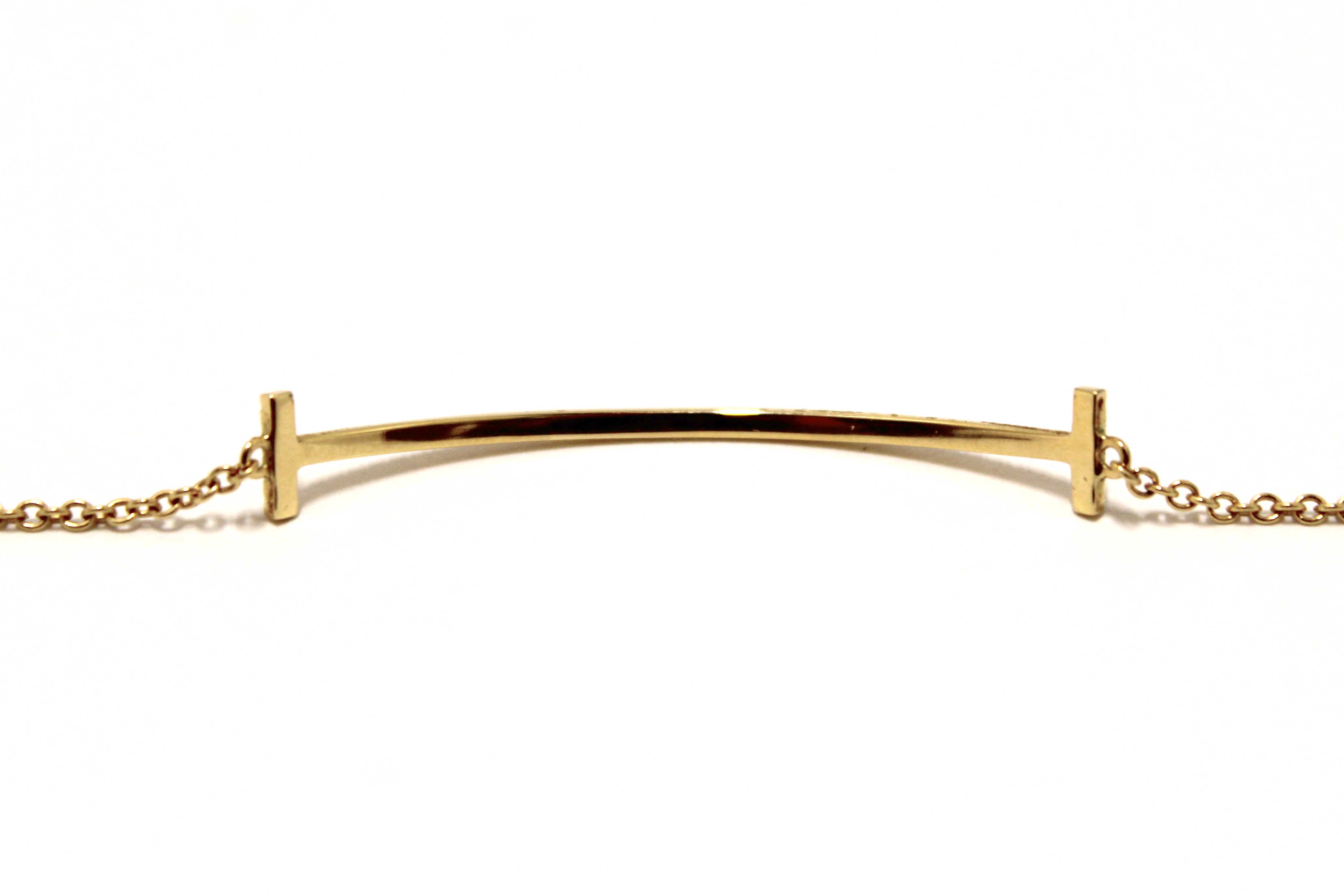Authentic Tiffany & Co 18K Yellow Gold with Diamonds Tiffany T Smile Bracelet