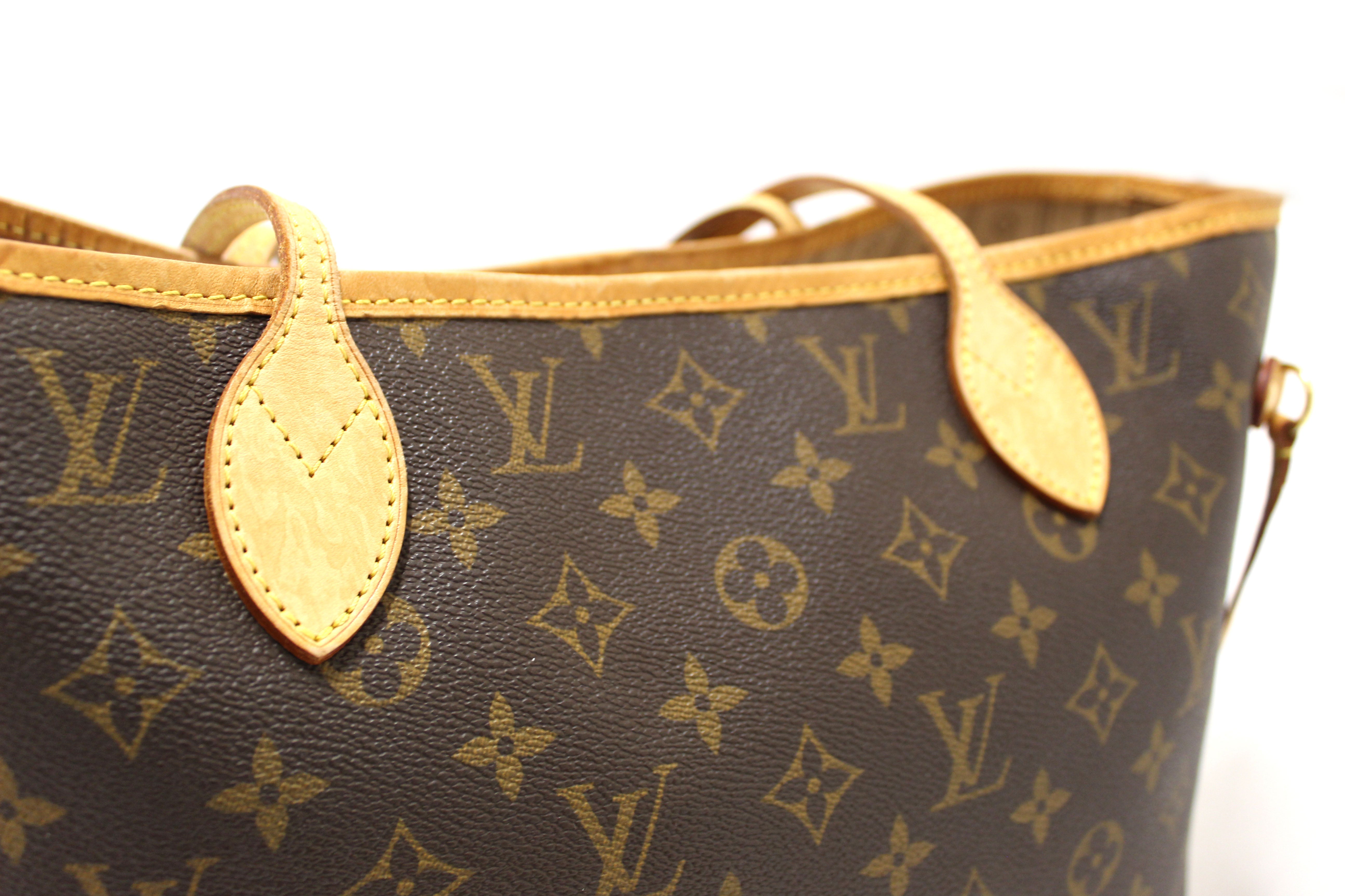 Authentic Louis Vuitton Classic Monogram Neverfull MM Shoulder Tote Bag