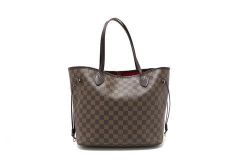 Authentic Louis Vuitton Damier Ebene Neverfull MM Shoulder Tote Bag