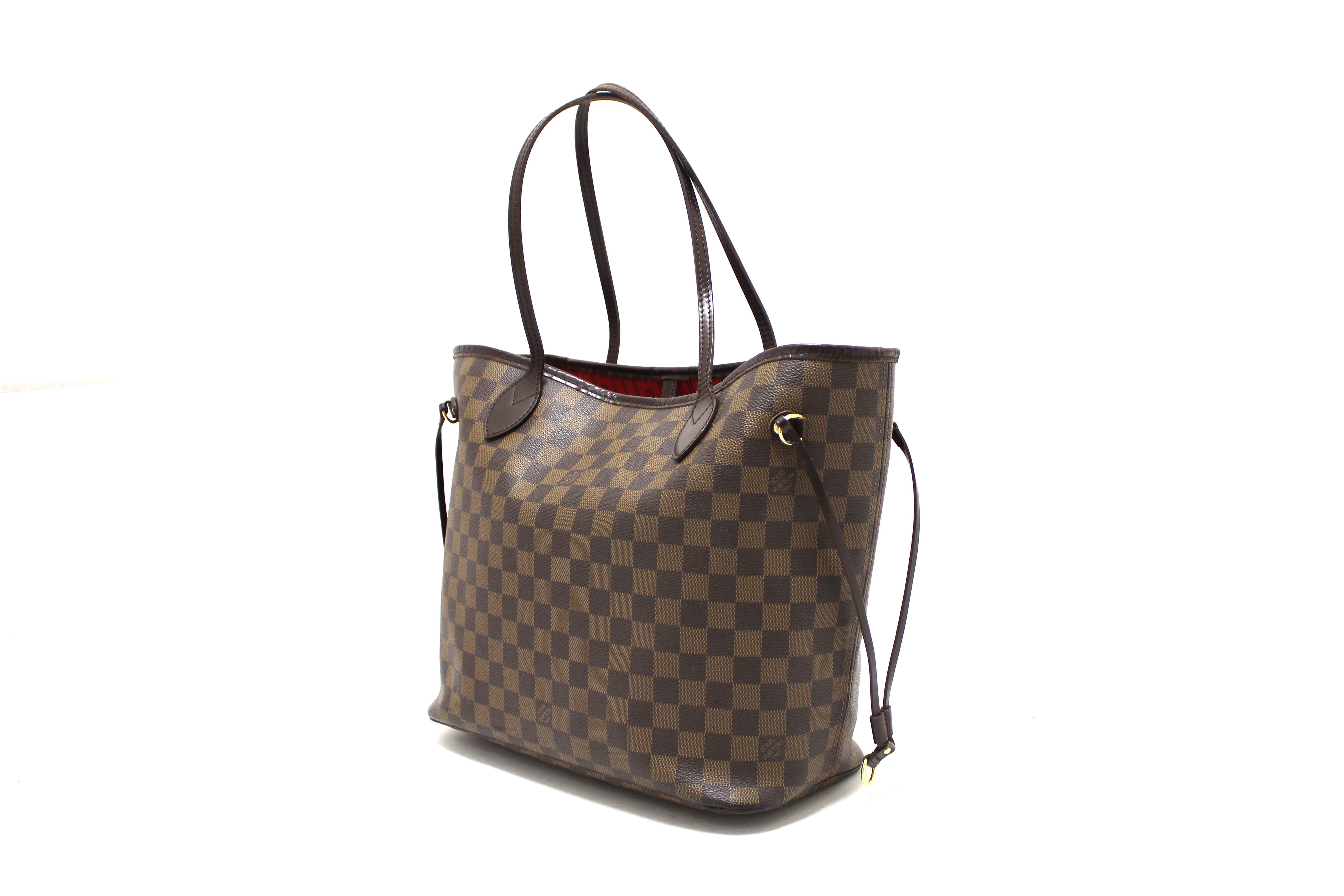 Authentic Louis Vuitton Damier Ebene Neverfull MM Shoulder Tote Bag